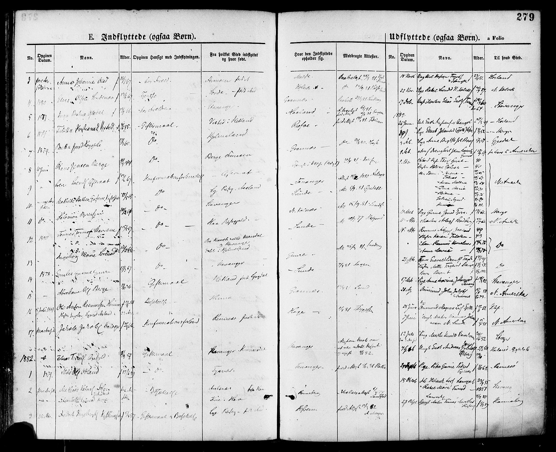 Håland sokneprestkontor, SAST/A-101802/001/30BA/L0009: Parish register (official) no. A 8, 1871-1882, p. 279