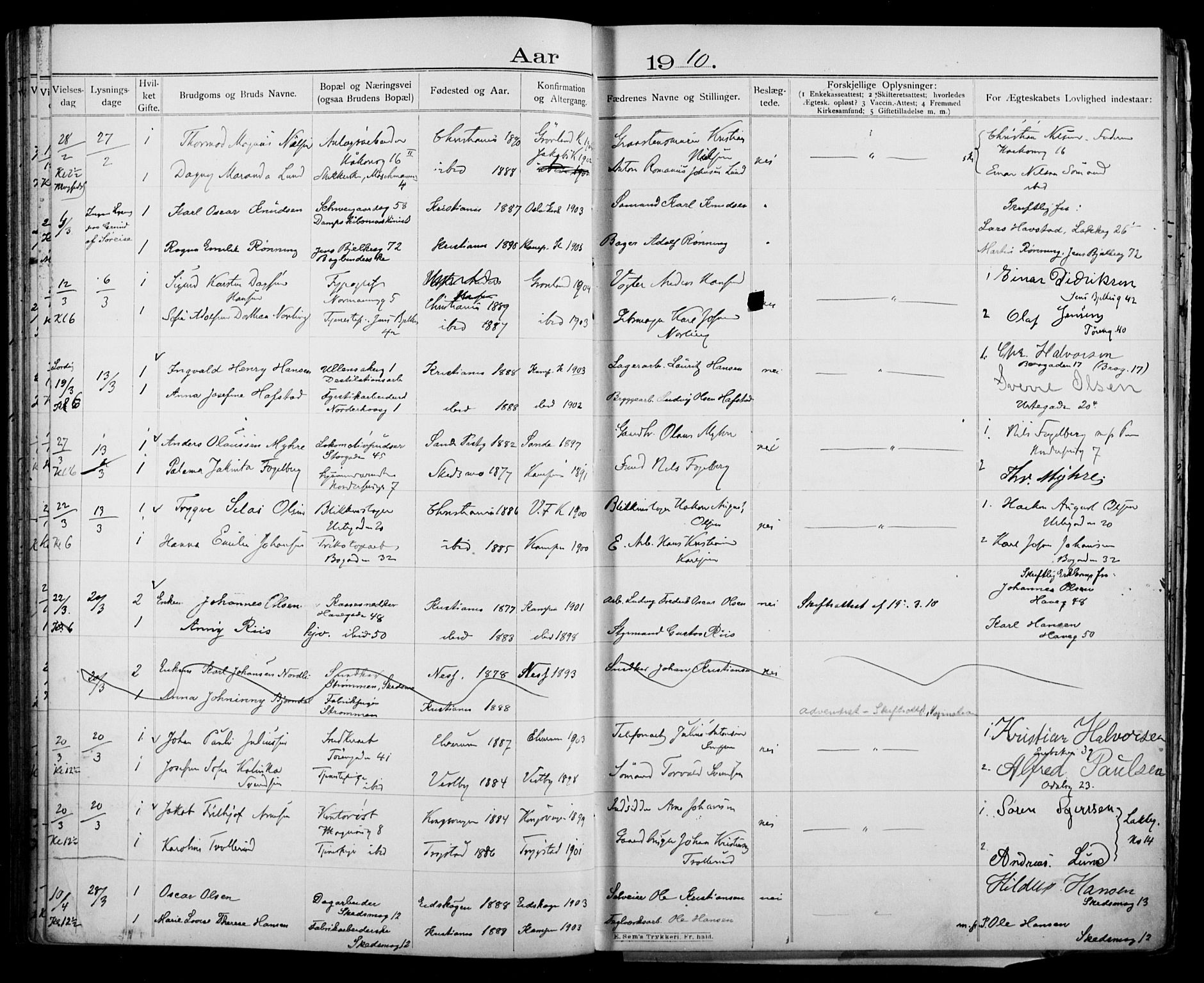 Kampen prestekontor Kirkebøker, AV/SAO-A-10853/H/Ha/L0003: Banns register no. 3, 1907-1917