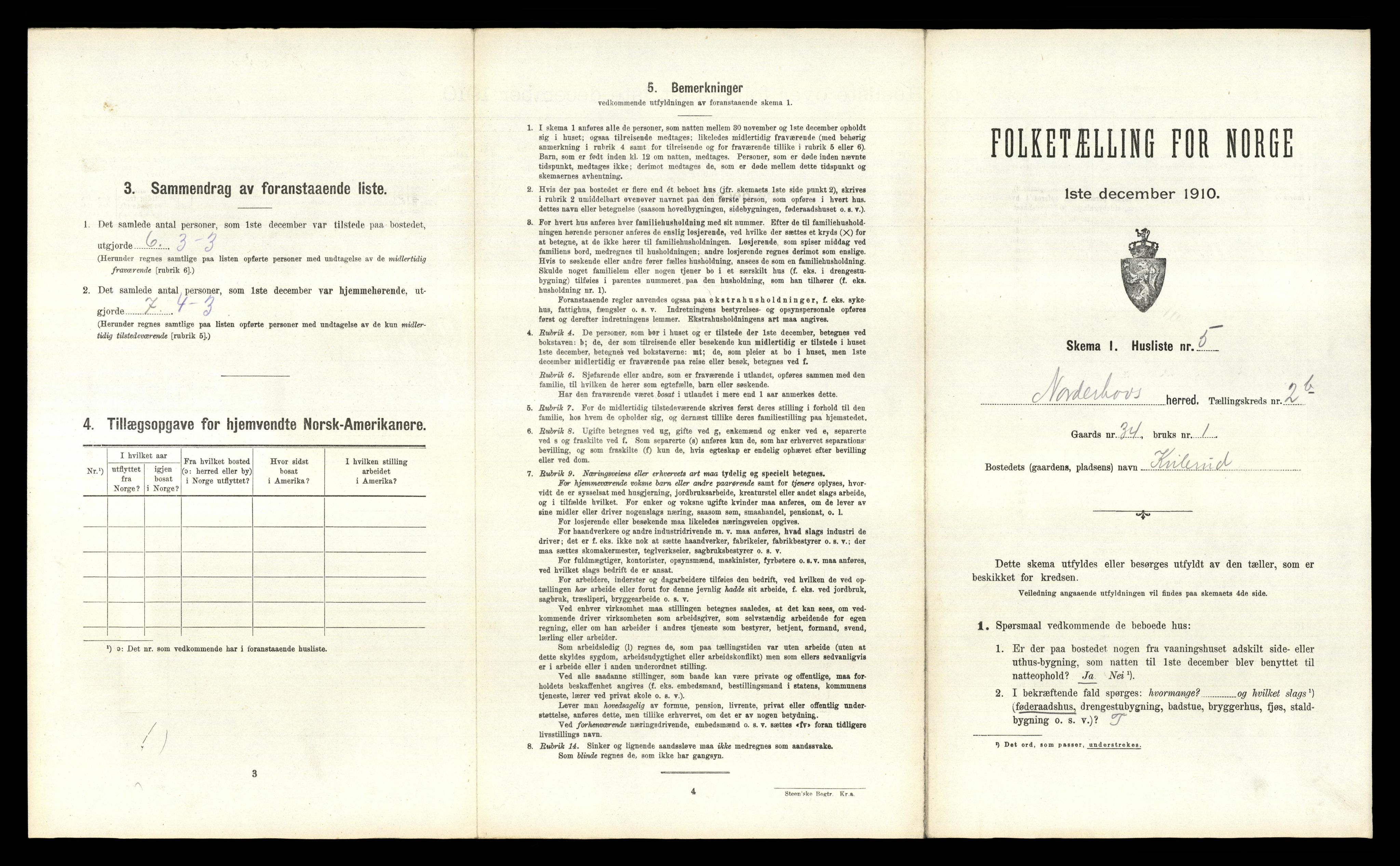 RA, 1910 census for Norderhov, 1910, p. 386