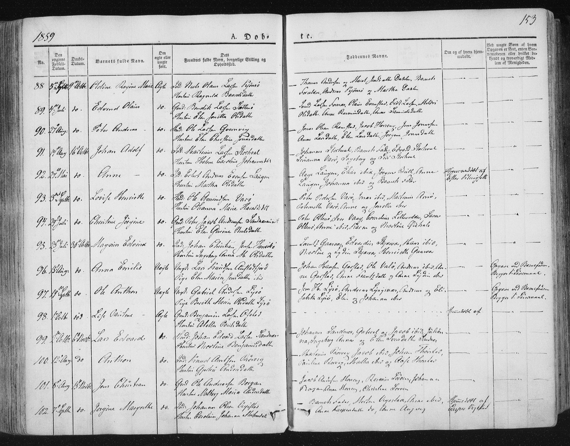 Ministerialprotokoller, klokkerbøker og fødselsregistre - Nord-Trøndelag, SAT/A-1458/784/L0669: Parish register (official) no. 784A04, 1829-1859, p. 153
