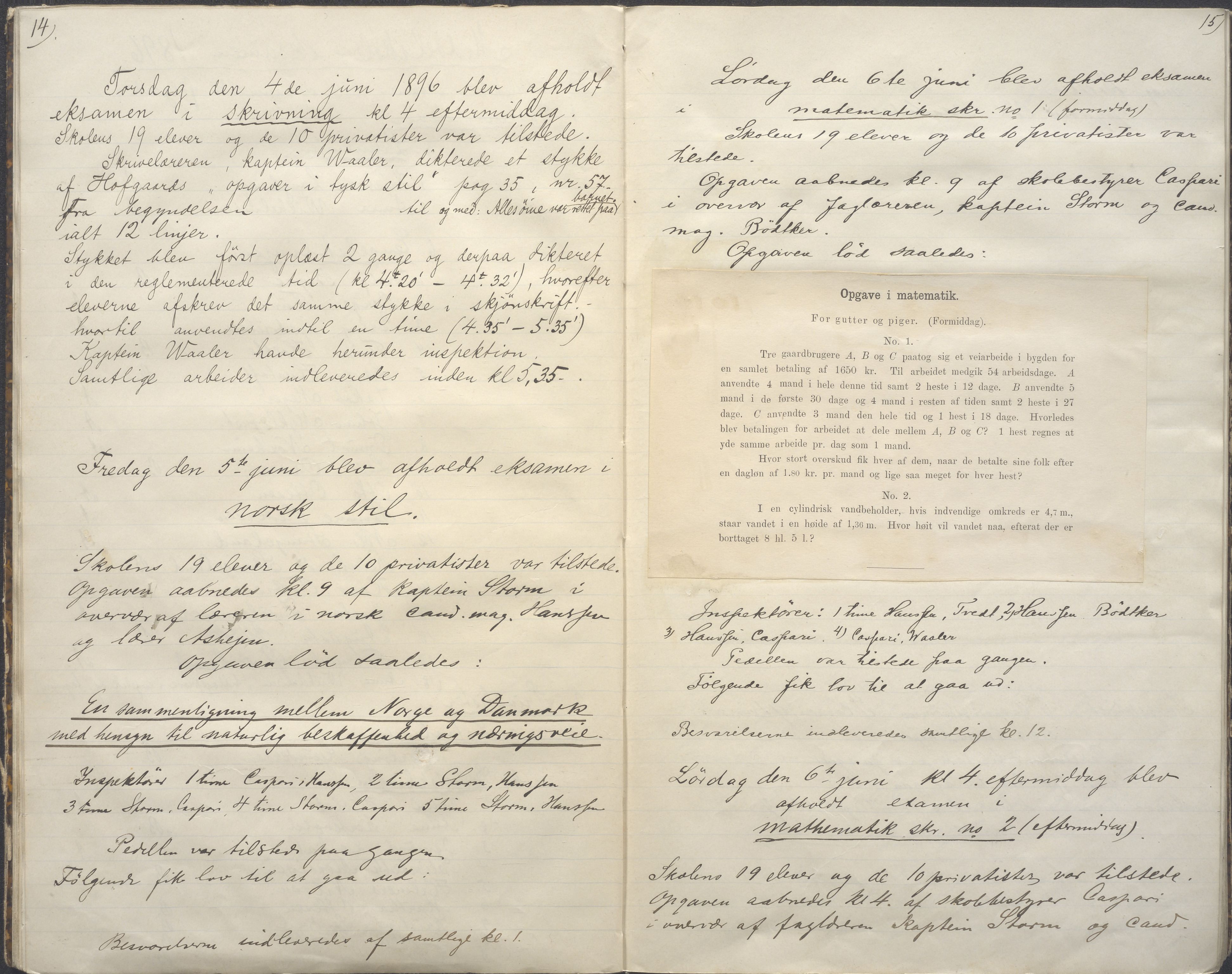 PA-0428, Storms skole, BYST/A-1479/G/Gb/L0002: Eksamensprotokoll 4. klasse, 1895-1908