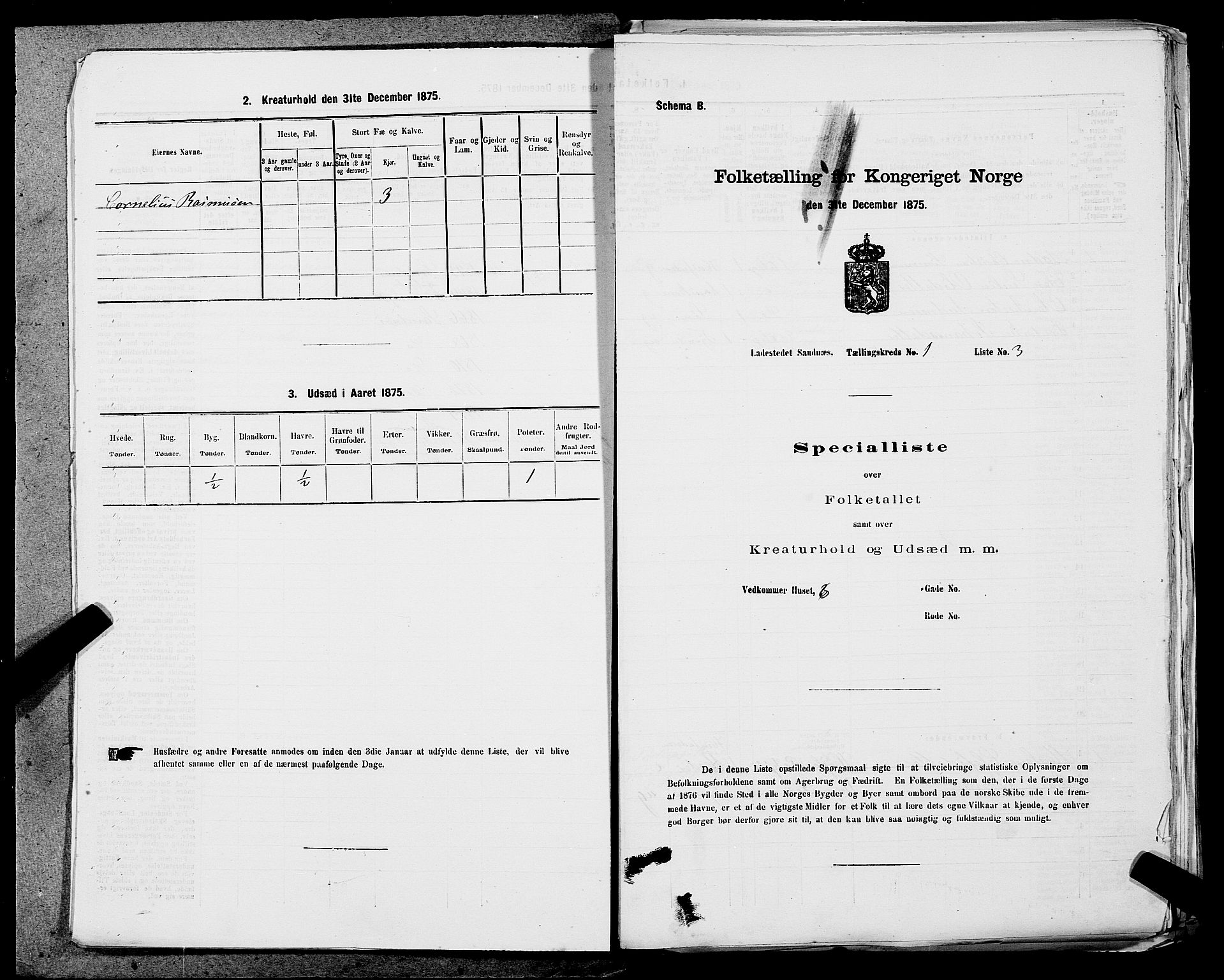 SAST, 1875 census for 1102B Høyland/Sandnes, 1875, p. 5