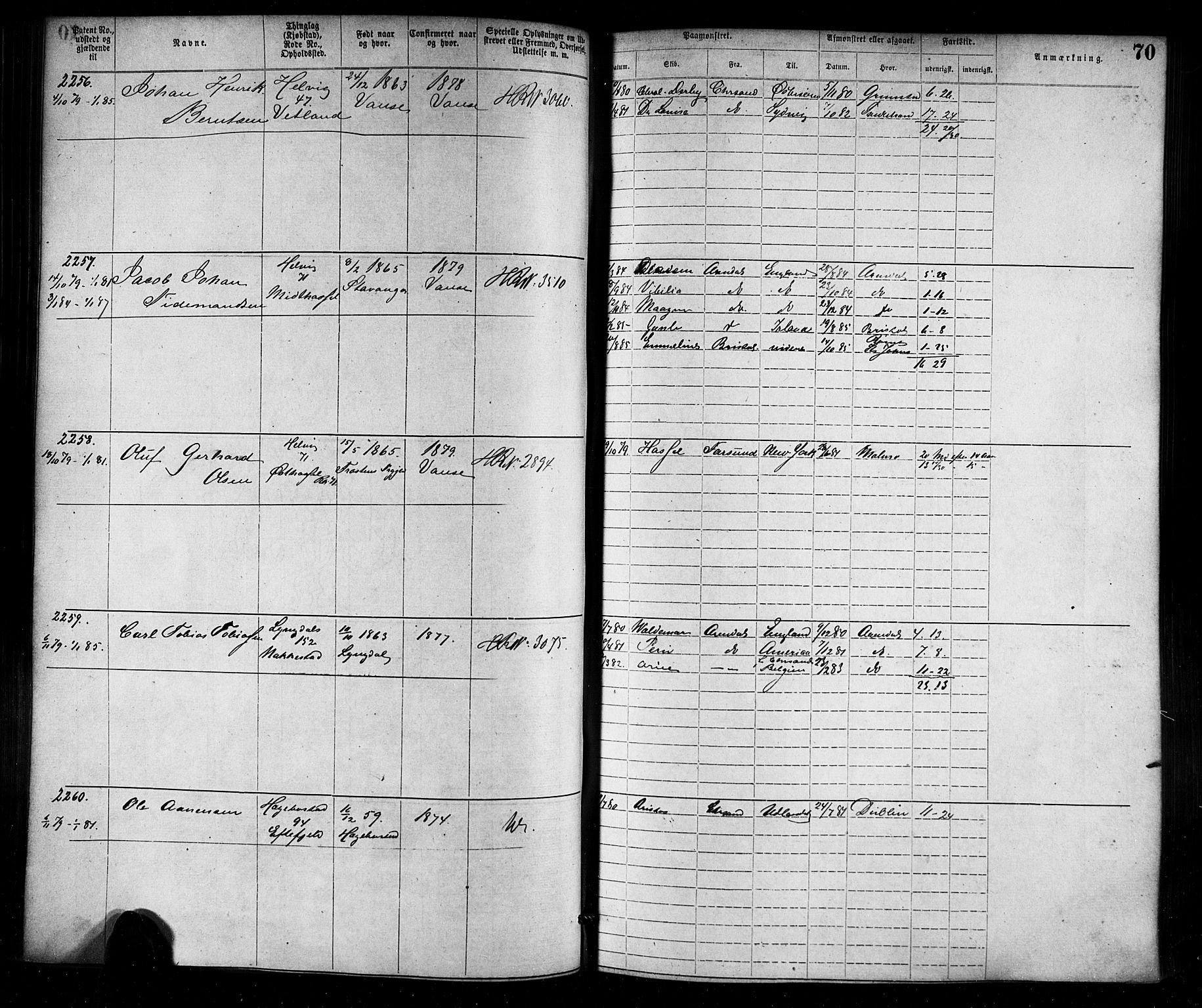 Farsund mønstringskrets, SAK/2031-0017/F/Fa/L0006: Annotasjonsrulle nr 1911-3805 med register, Z-3, 1877-1894, p. 97