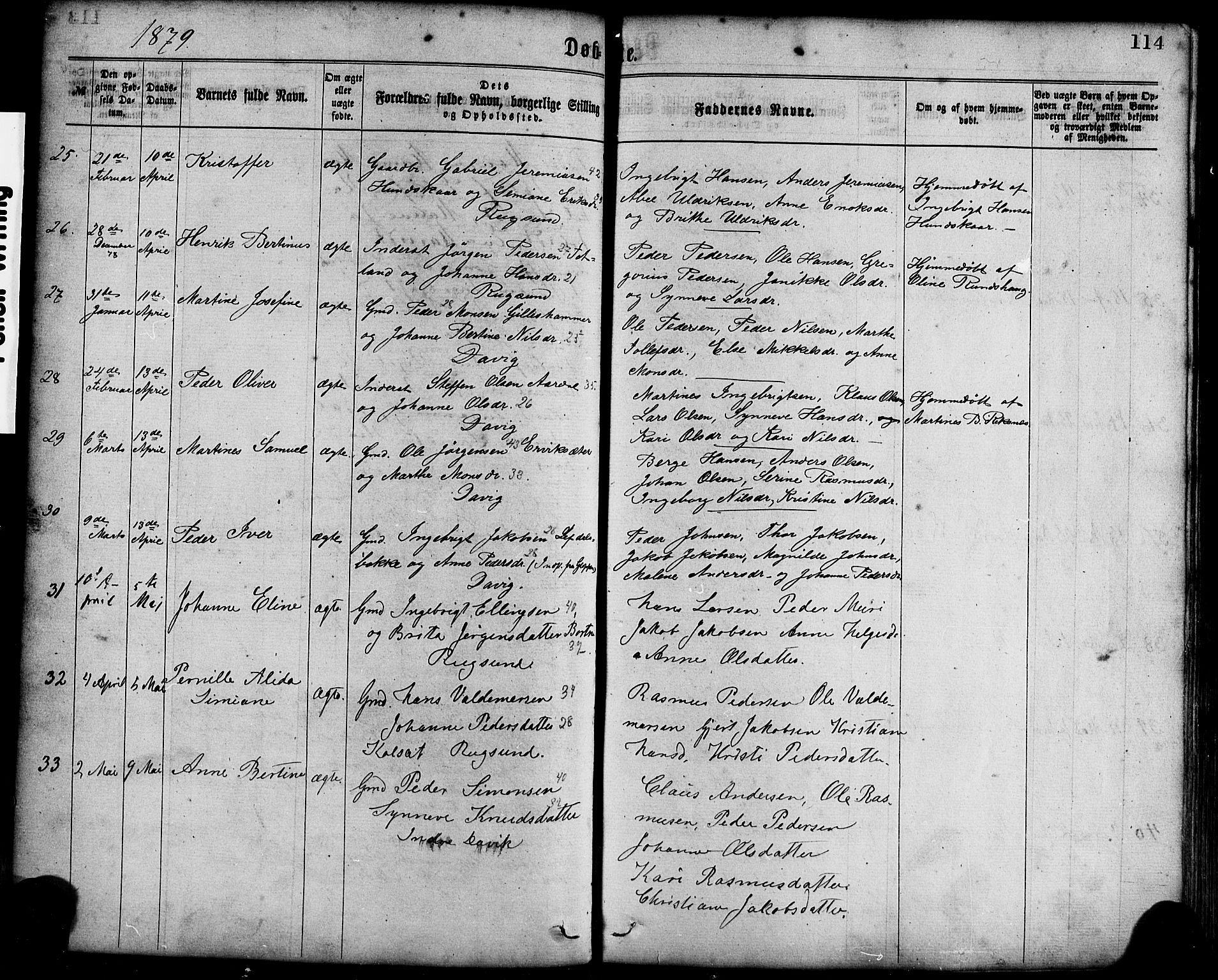 Davik sokneprestembete, AV/SAB-A-79701/H/Haa/Haaa/L0006: Parish register (official) no. A 6, 1867-1881, p. 114