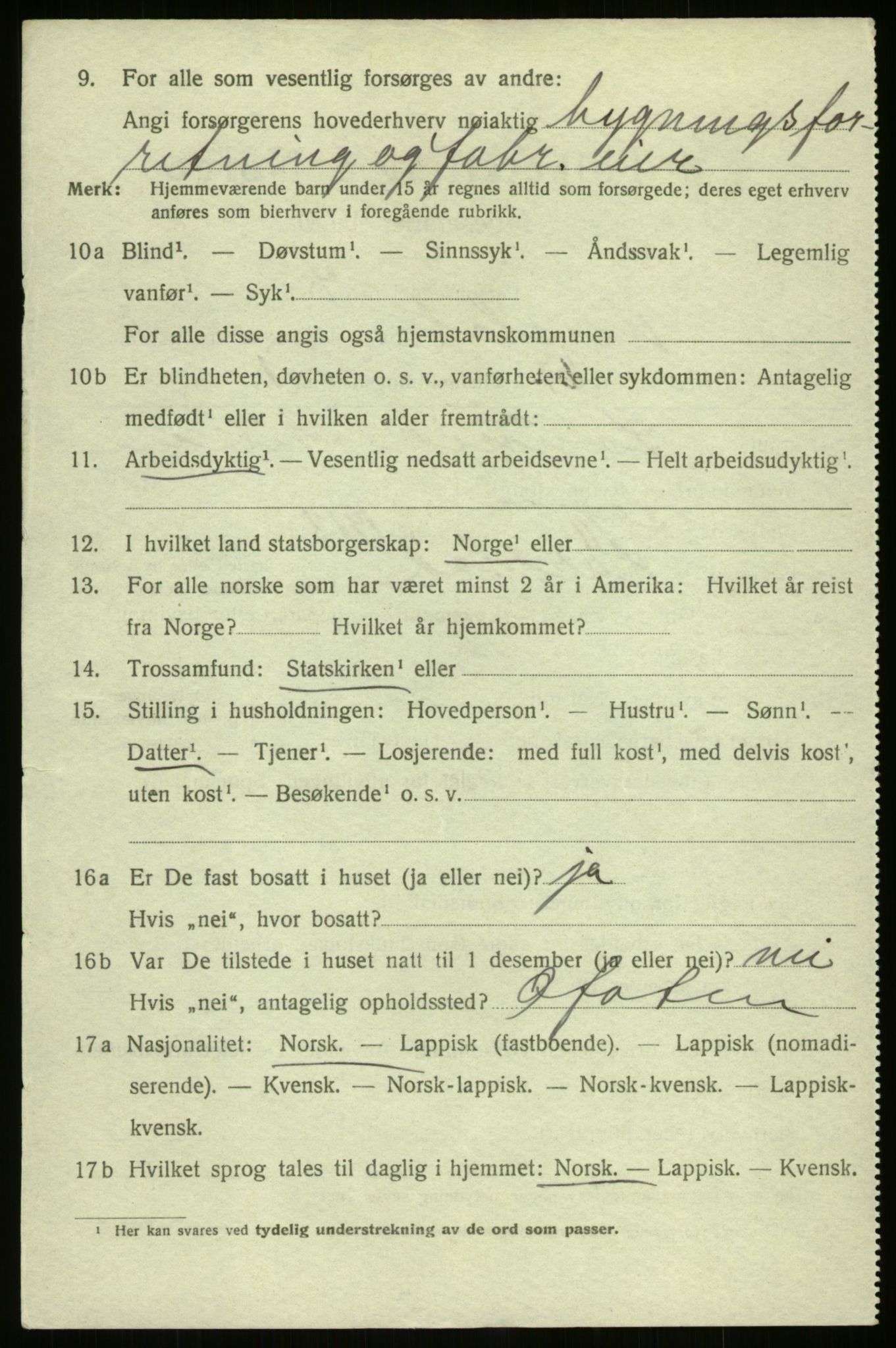 SATØ, 1920 census for Harstad, 1920, p. 4181