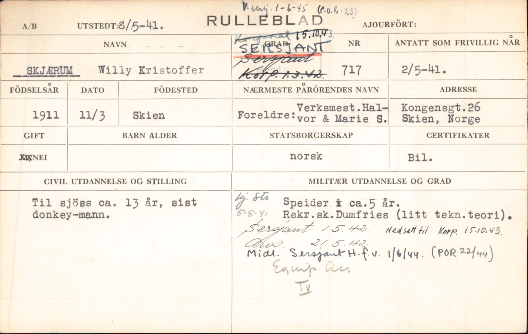 Forsvaret, Forsvarets overkommando/Luftforsvarsstaben, AV/RA-RAFA-4079/P/Pa/L0028: Personellpapirer, 1911, p. 142