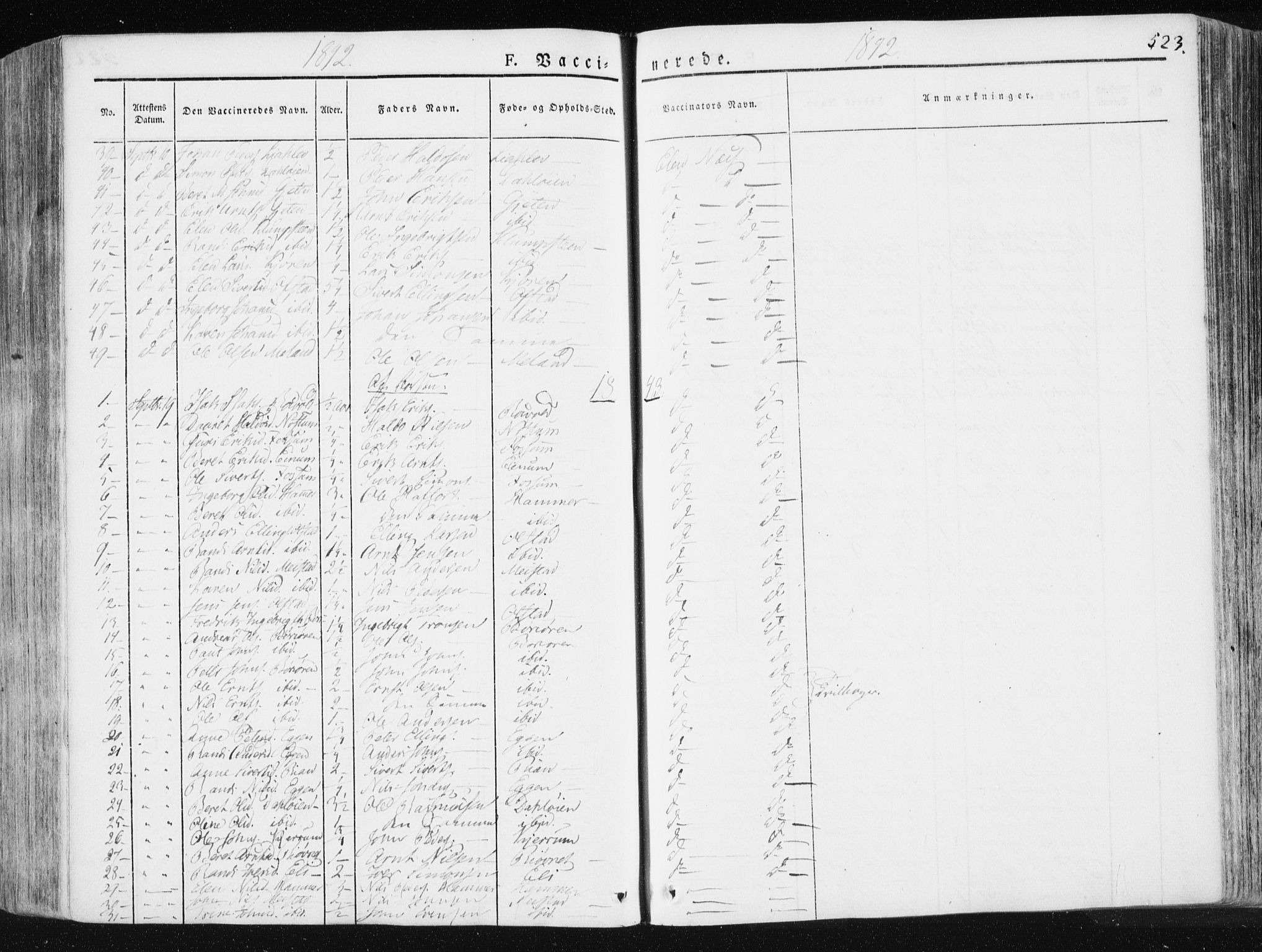 Ministerialprotokoller, klokkerbøker og fødselsregistre - Sør-Trøndelag, SAT/A-1456/665/L0771: Parish register (official) no. 665A06, 1830-1856, p. 523
