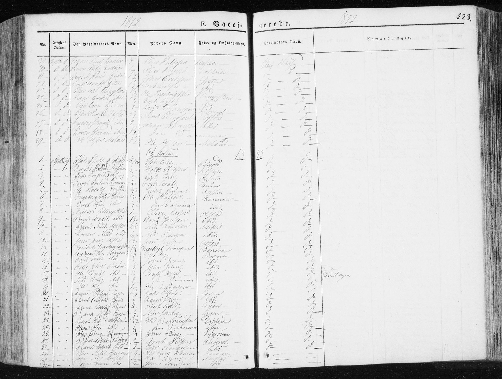 Ministerialprotokoller, klokkerbøker og fødselsregistre - Sør-Trøndelag, AV/SAT-A-1456/665/L0771: Parish register (official) no. 665A06, 1830-1856, p. 523