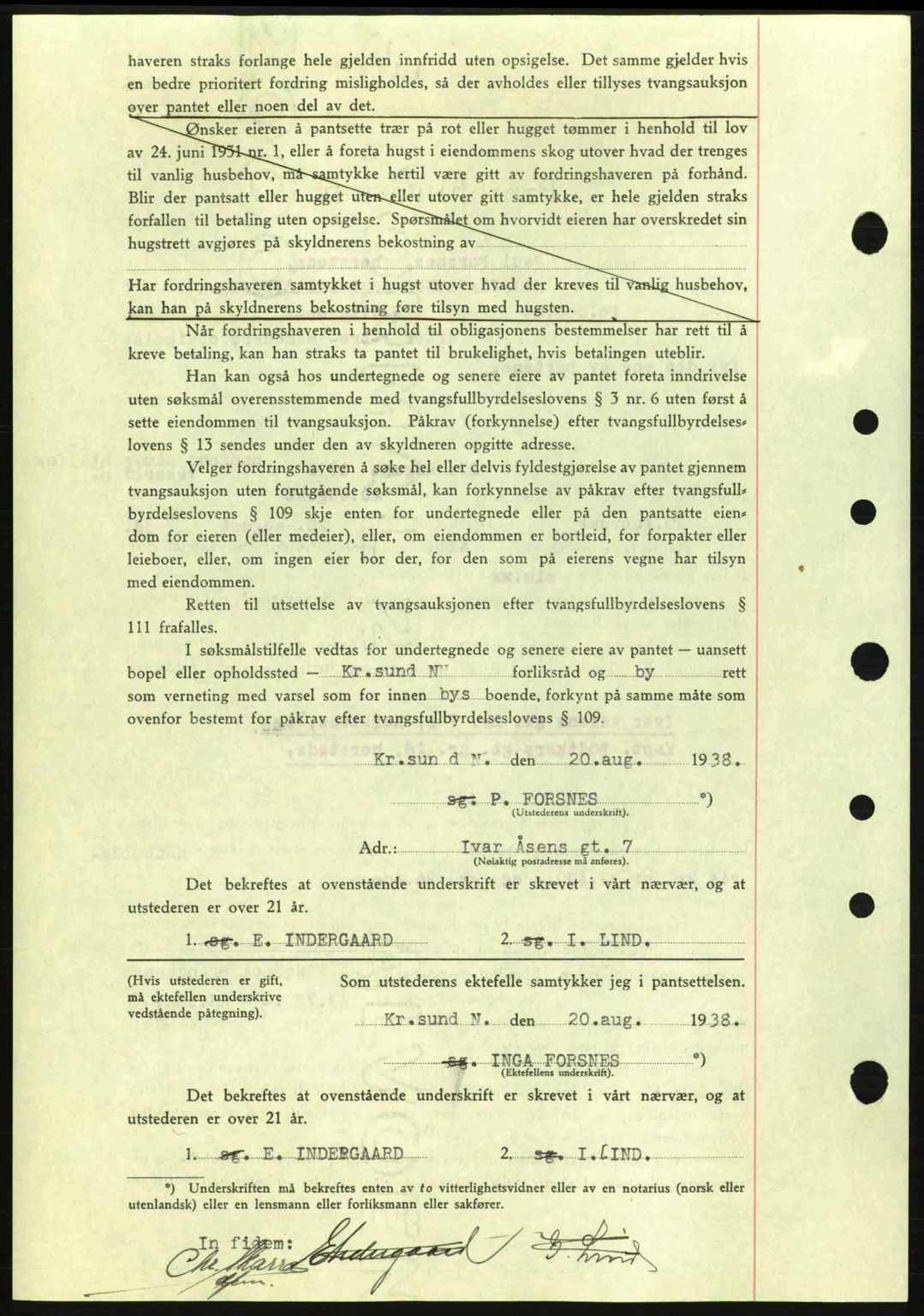 Kristiansund byfogd, SAT/A-4587/A/27: Mortgage book no. 31, 1938-1939, Diary no: : 605/1938