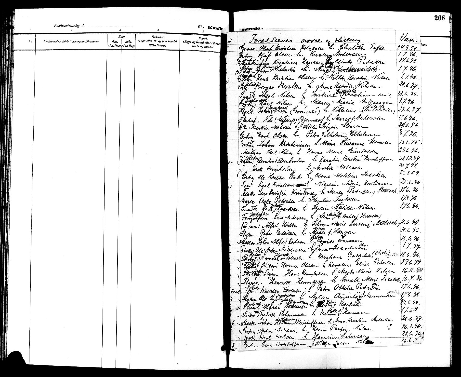 Nøtterøy kirkebøker, SAKO/A-354/G/Ga/L0004: Parish register (copy) no. I 4, 1894-1909, p. 268