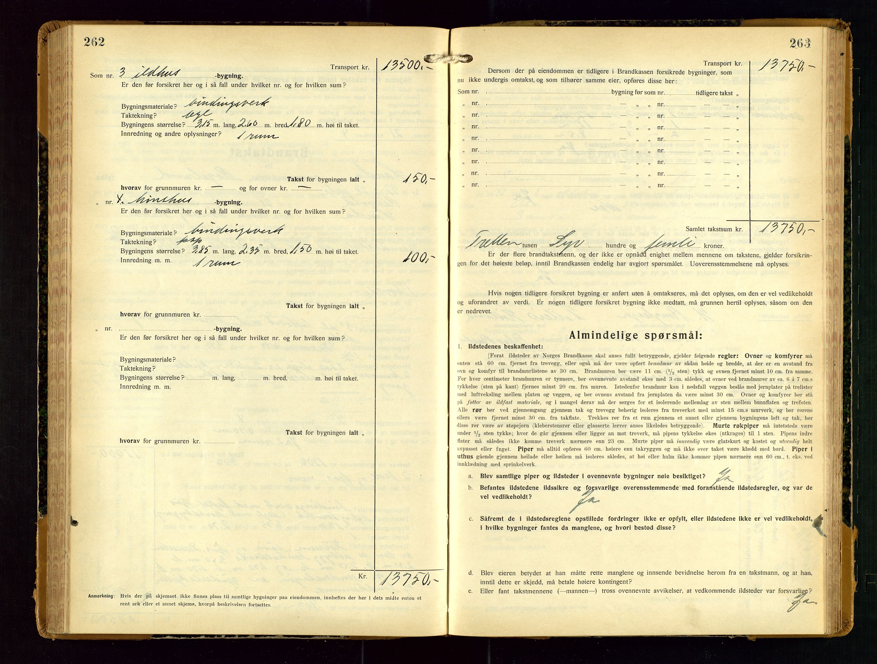 Sauda lensmannskontor, AV/SAST-A-100177/Gob/L0003: Branntakstprotokoll - skjematakst, 1928-1936, p. 262-263