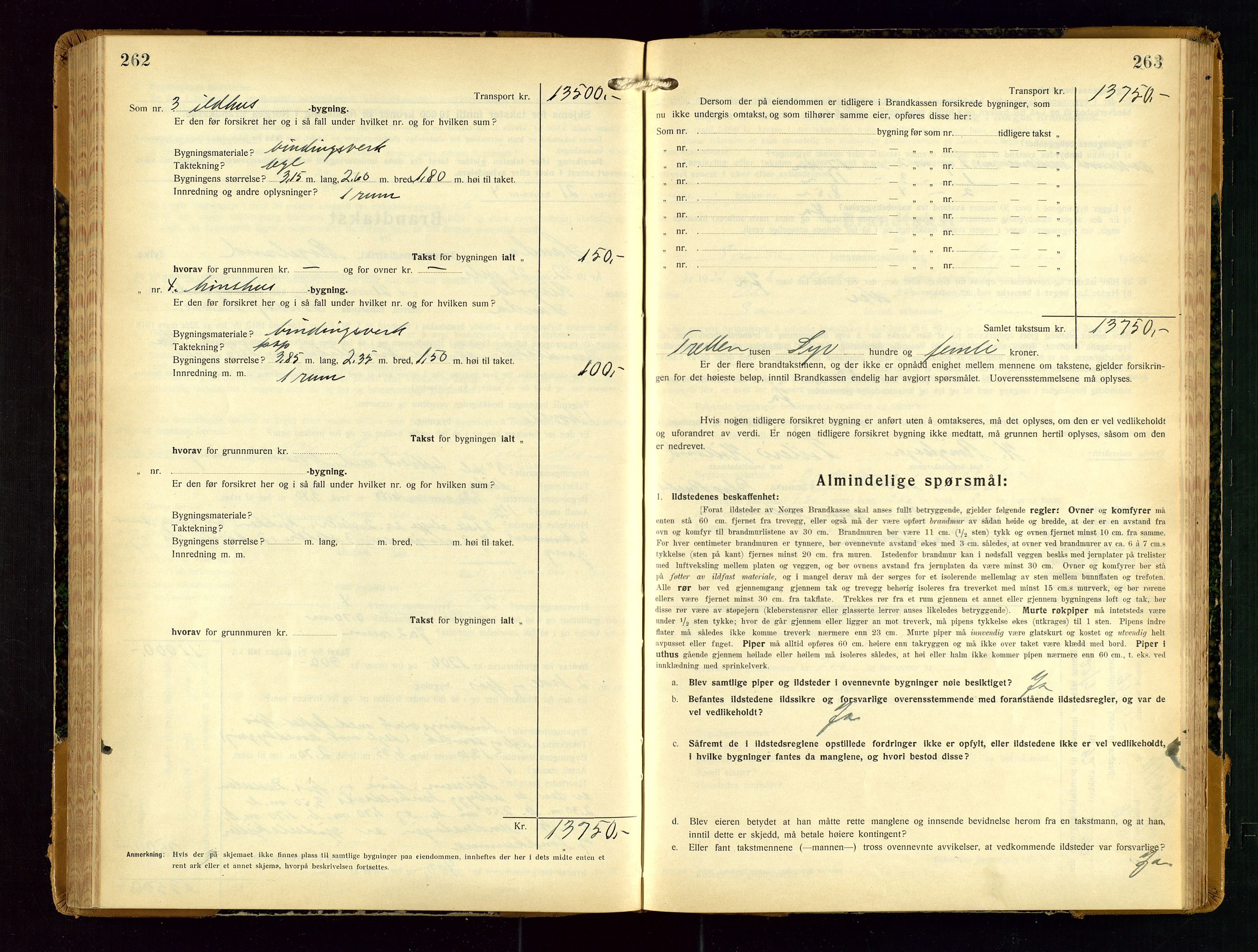 Sauda lensmannskontor, SAST/A-100177/Gob/L0003: Branntakstprotokoll - skjematakst, 1928-1936, p. 262-263