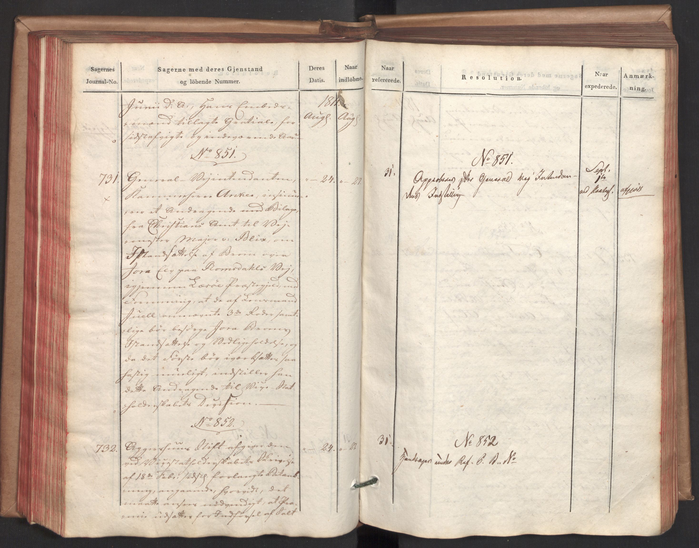 Stattholderembetet 1810-1814, 2. kontor (Kontor B), AV/RA-EA-5432/Ab/L0002: Referatprotokoll,  j.nr. 291-1001,  l.nr. 348-1179, 1811, p. 172