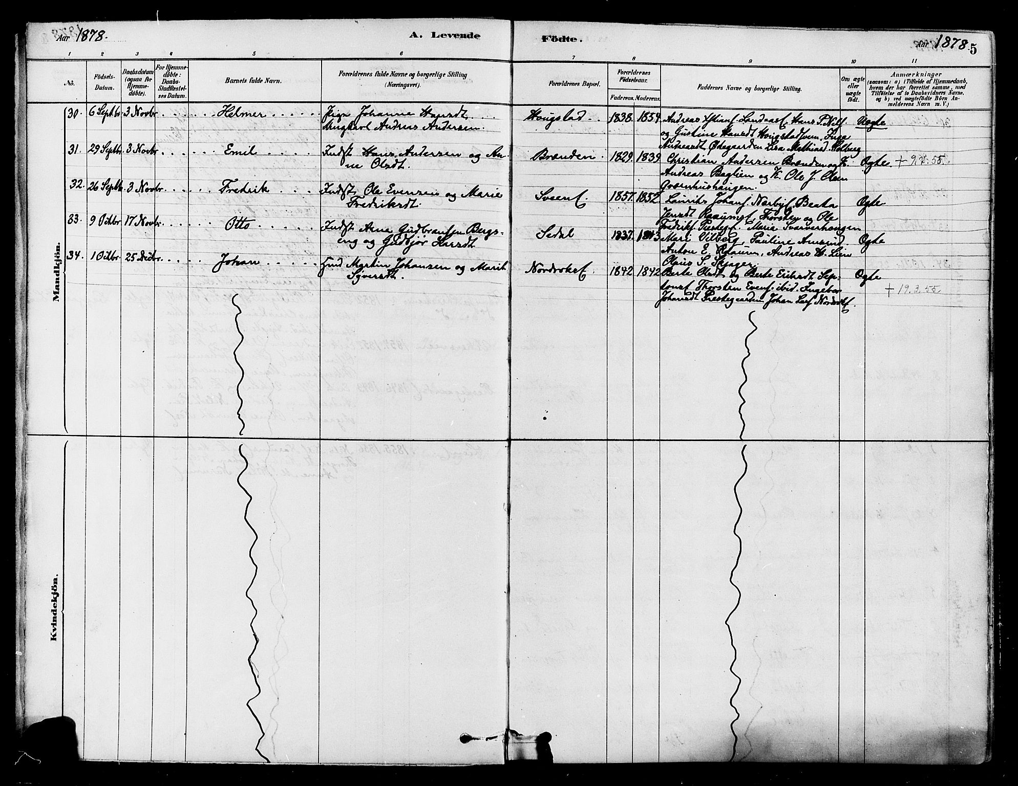 Søndre Land prestekontor, SAH/PREST-122/K/L0002: Parish register (official) no. 2, 1878-1894, p. 5