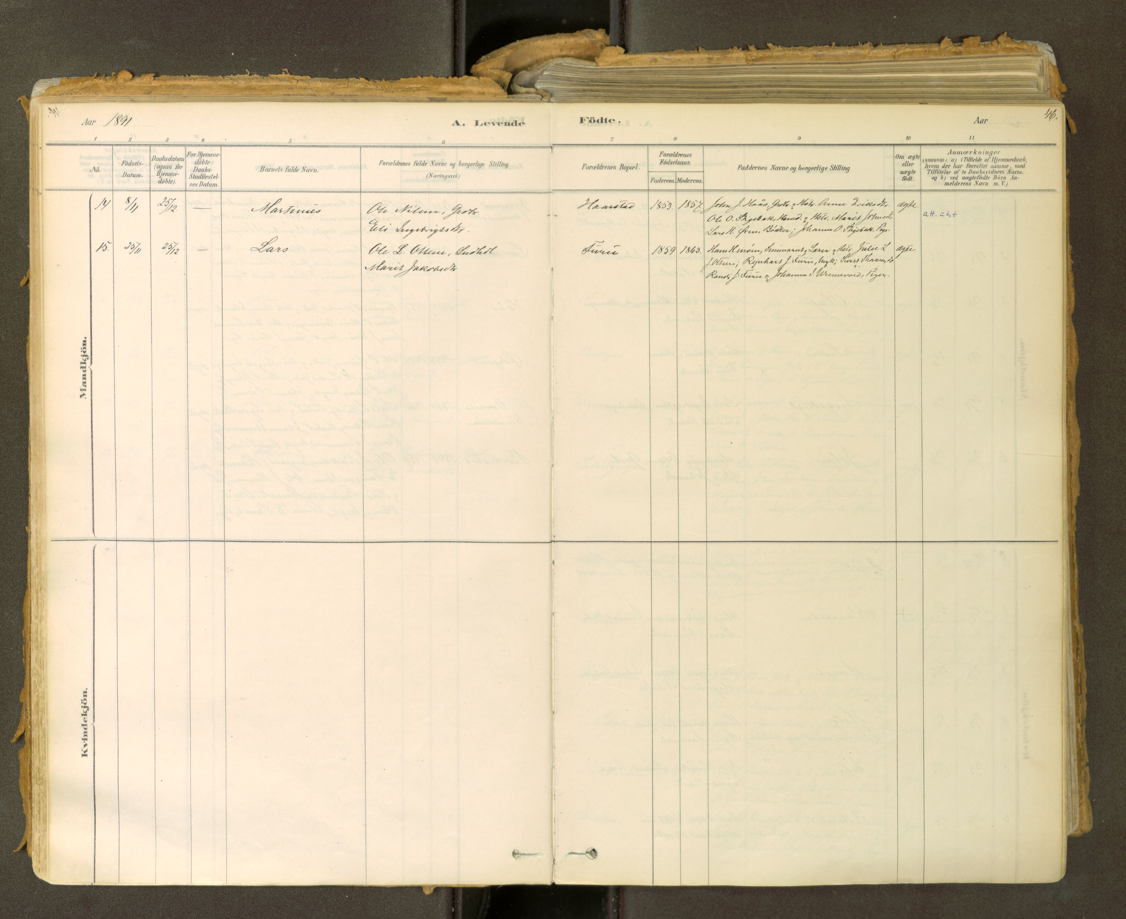 Sunndal sokneprestkontor, AV/SAT-A-1085/1/I/I1/I1a: Parish register (official) no. 2, 1877-1914, p. 46