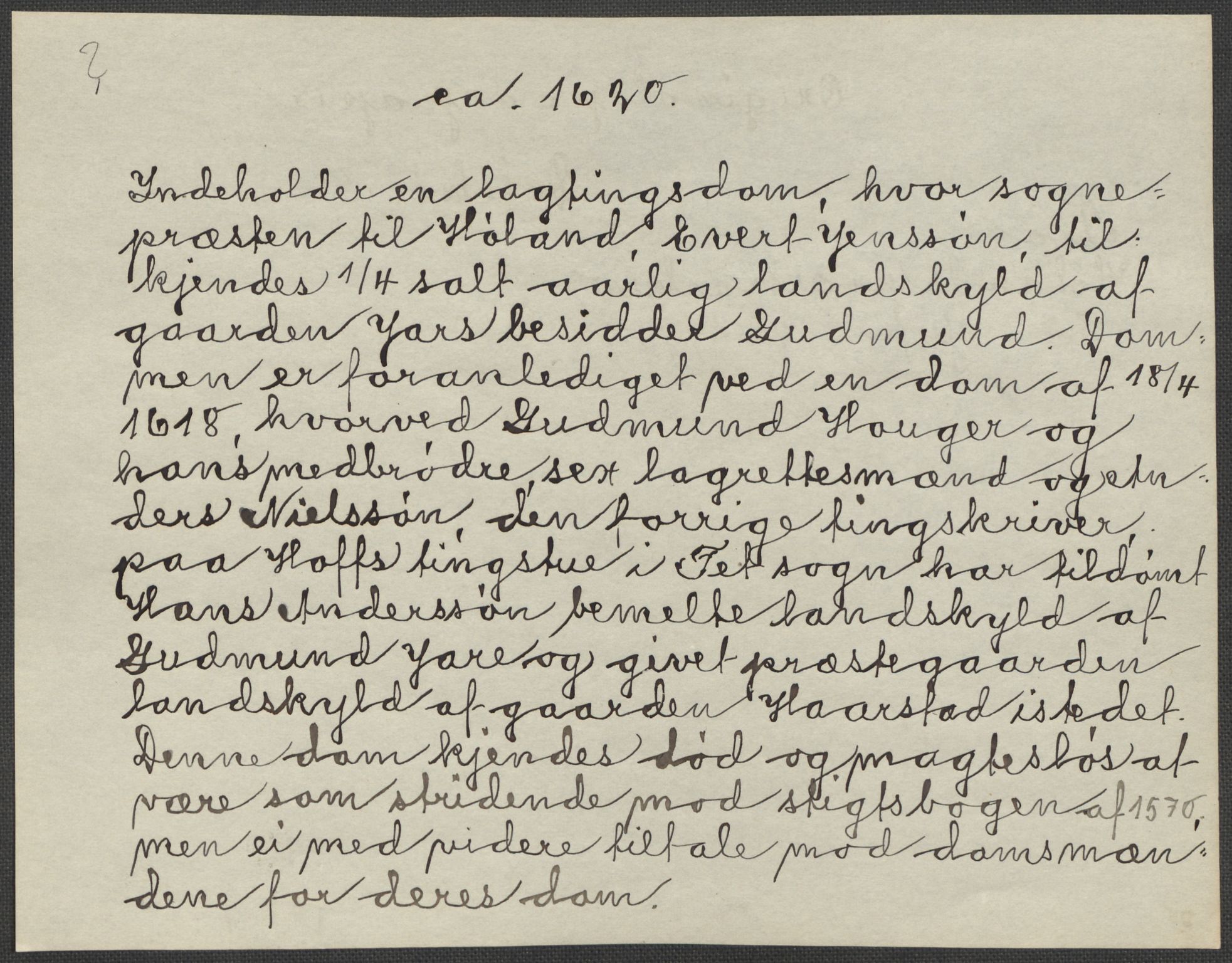 Riksarkivets diplomsamling, AV/RA-EA-5965/F15/L0007: Prestearkiv - Akershus, 1573-1693, p. 214