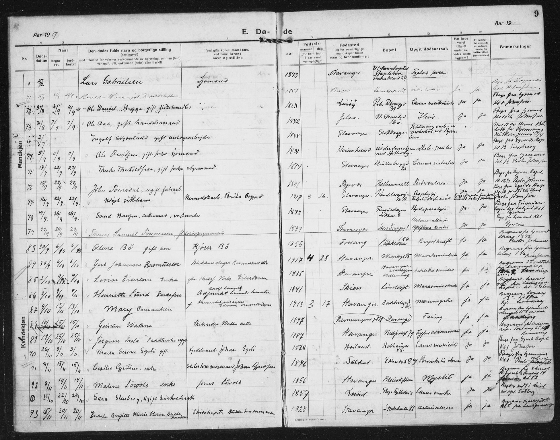 Domkirken sokneprestkontor, AV/SAST-A-101812/002/A/L0017: Parish register (official) no. A 36, 1917-1938, p. 9