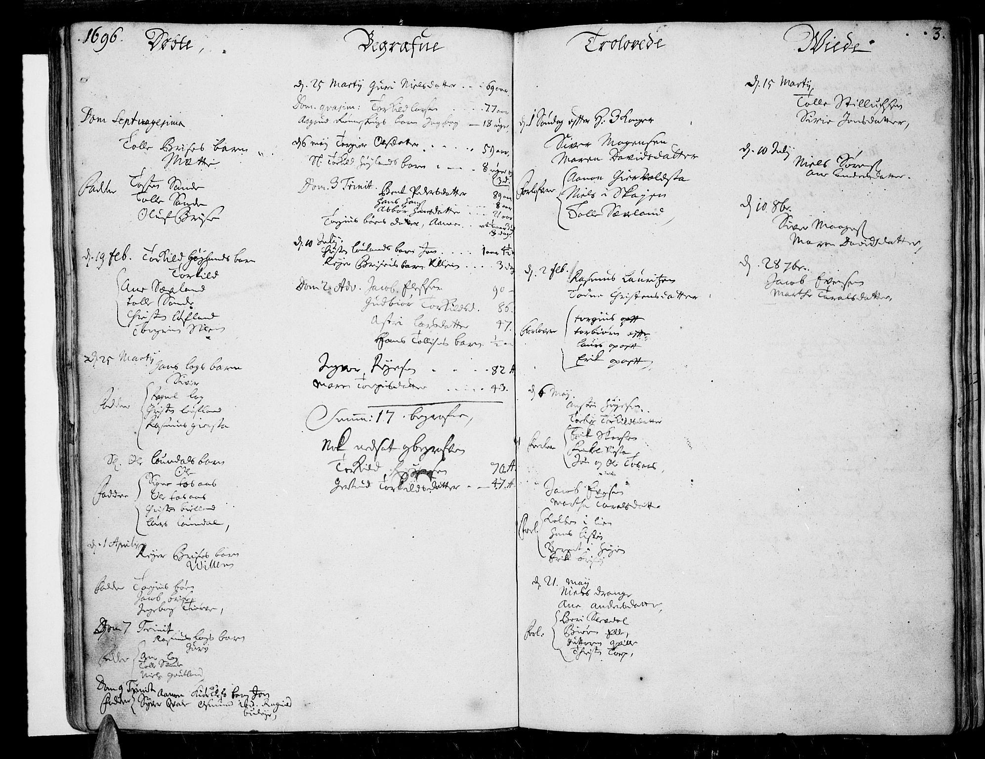 Lista sokneprestkontor, AV/SAK-1111-0027/F/Fa/L0001: Parish register (official) no. A 1 /2, 1693-1714, p. 3