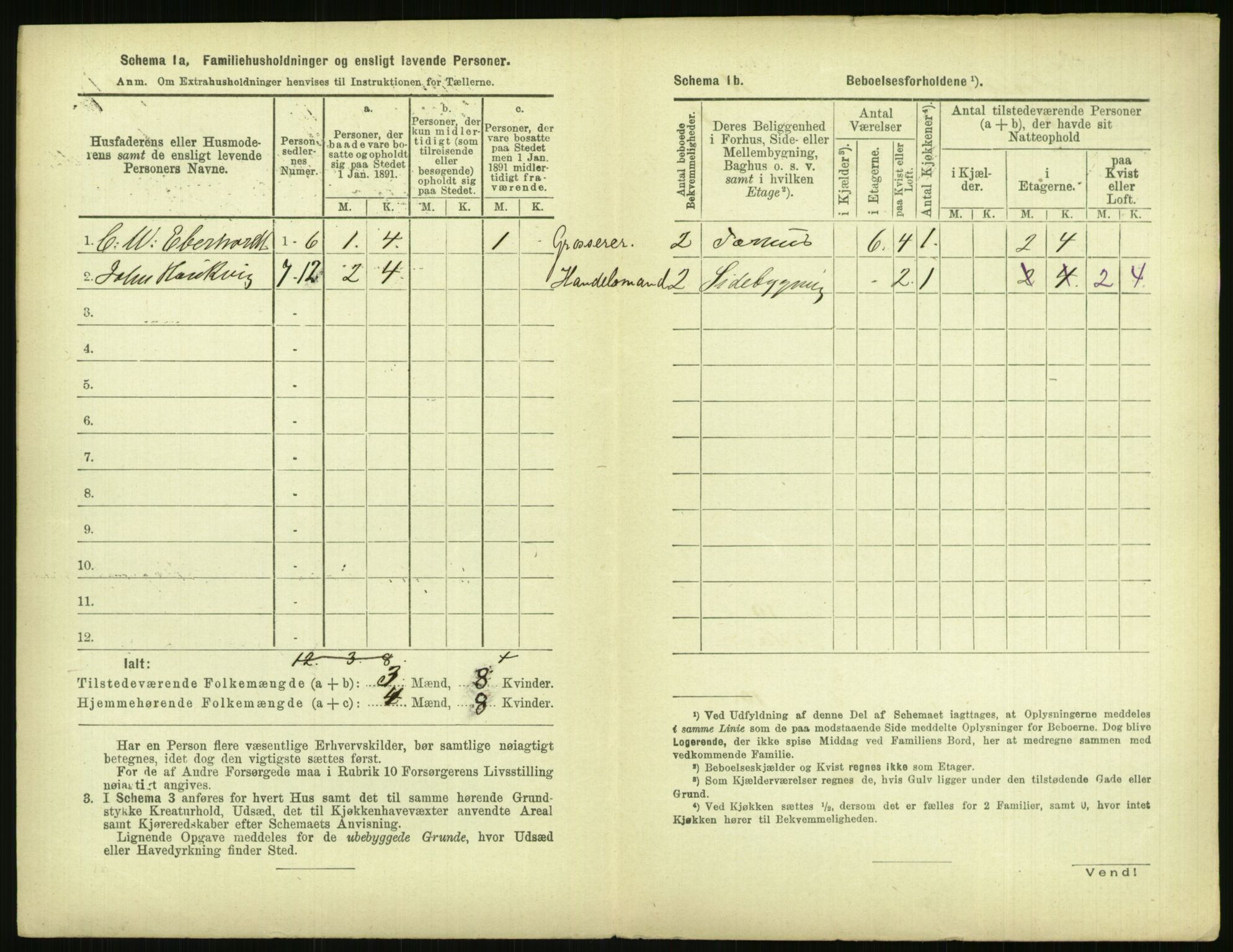 RA, 1891 census for 0806 Skien, 1891, p. 455