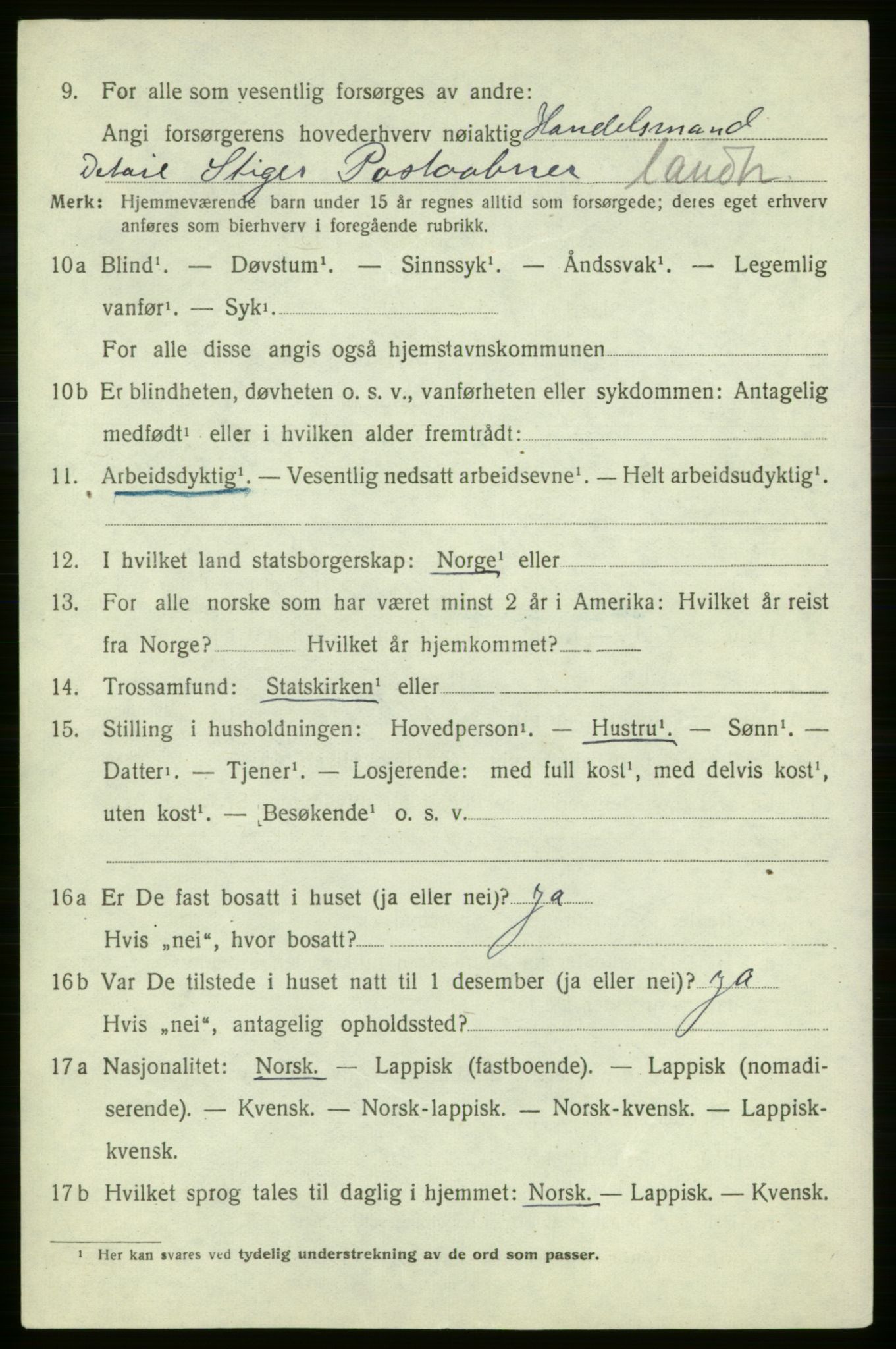 SATØ, 1920 census for , 1920, p. 663