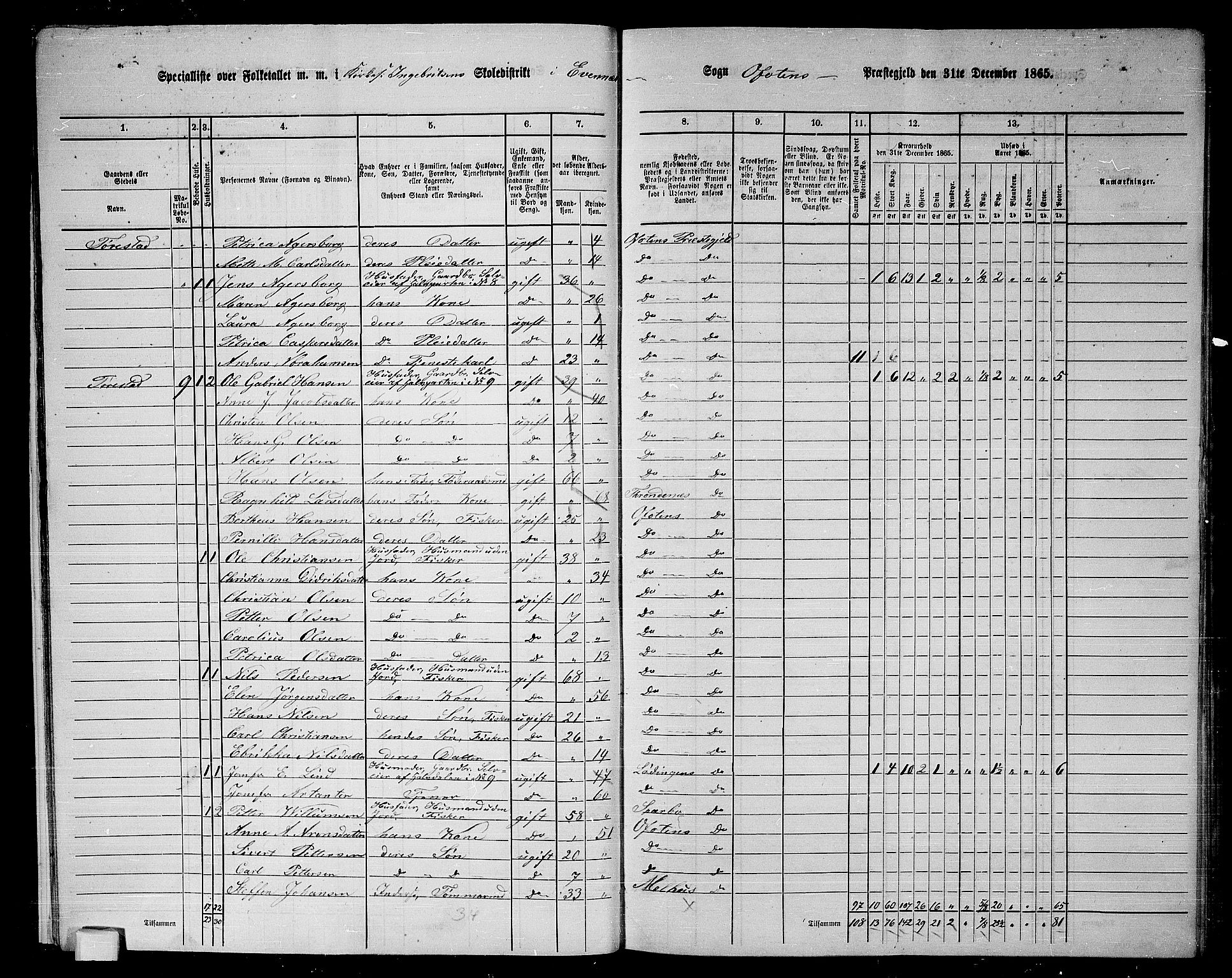 RA, 1865 census for Ofoten, 1865, p. 16