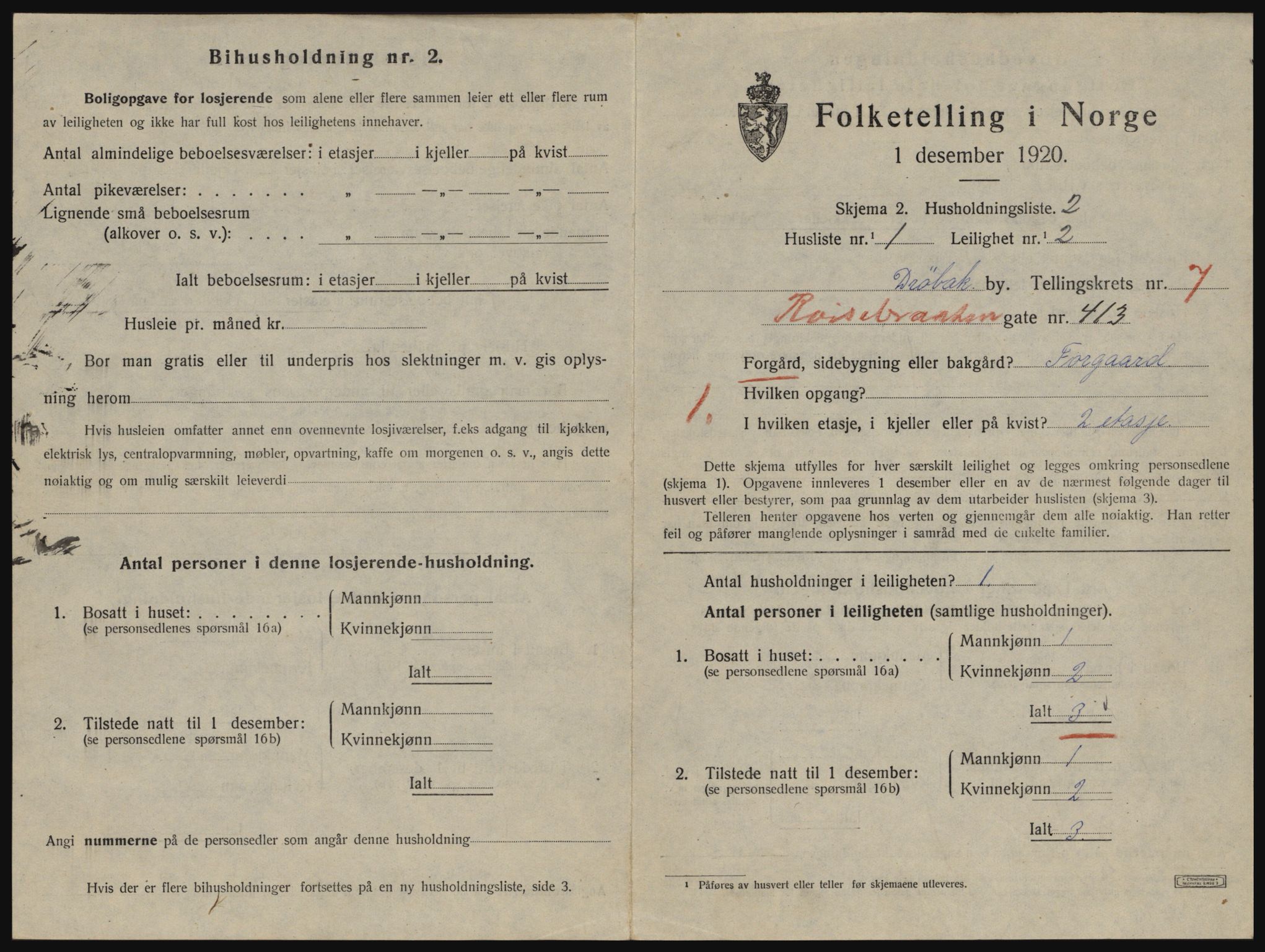 SAO, 1920 census for Drøbak, 1920, p. 1709