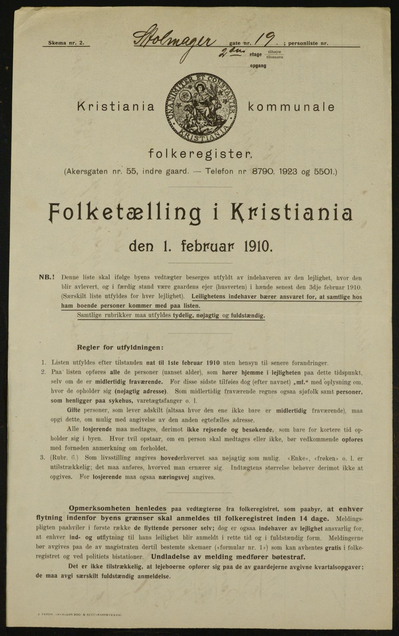 OBA, Municipal Census 1910 for Kristiania, 1910, p. 97697