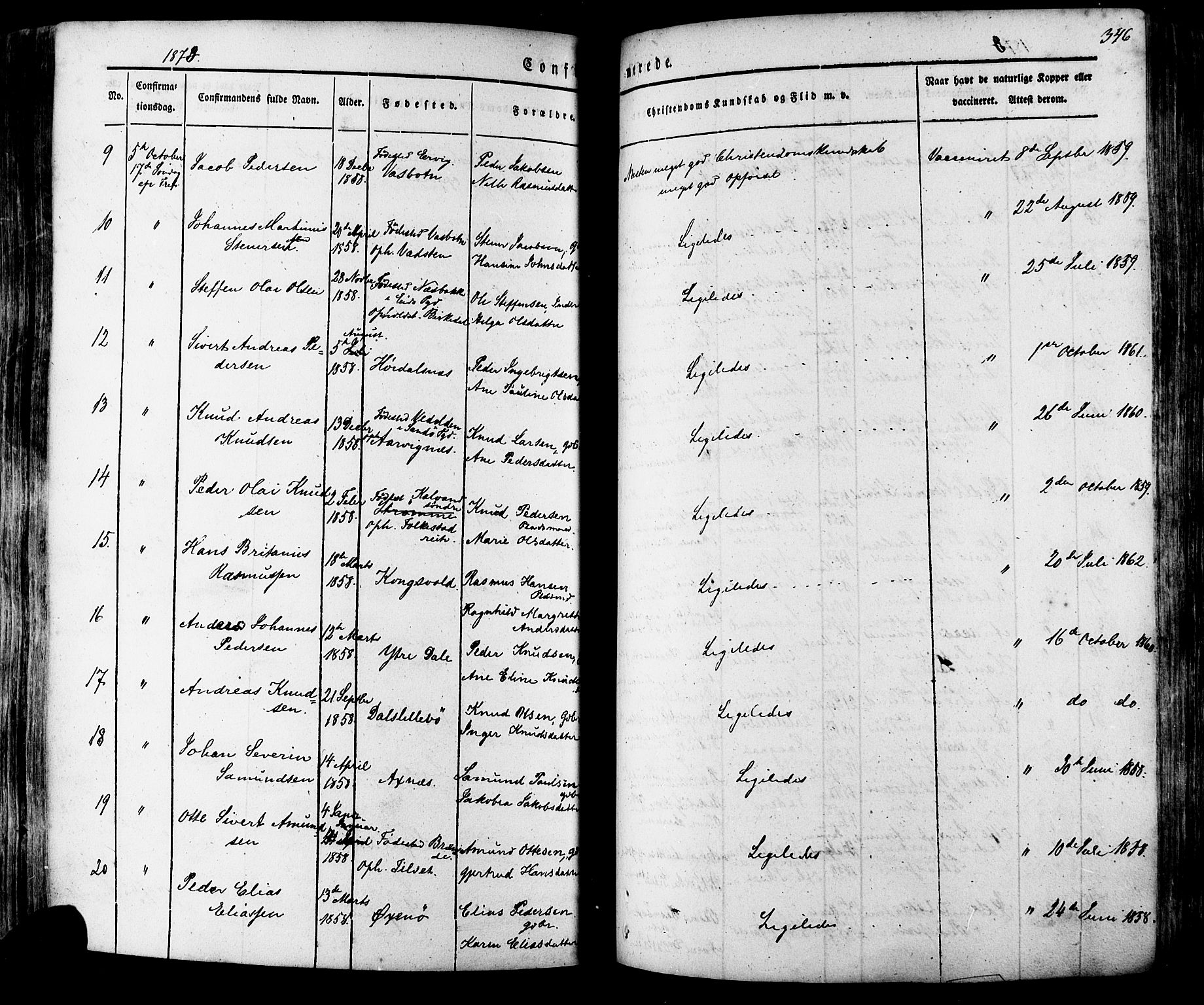 Ministerialprotokoller, klokkerbøker og fødselsregistre - Møre og Romsdal, SAT/A-1454/511/L0140: Parish register (official) no. 511A07, 1851-1878, p. 346