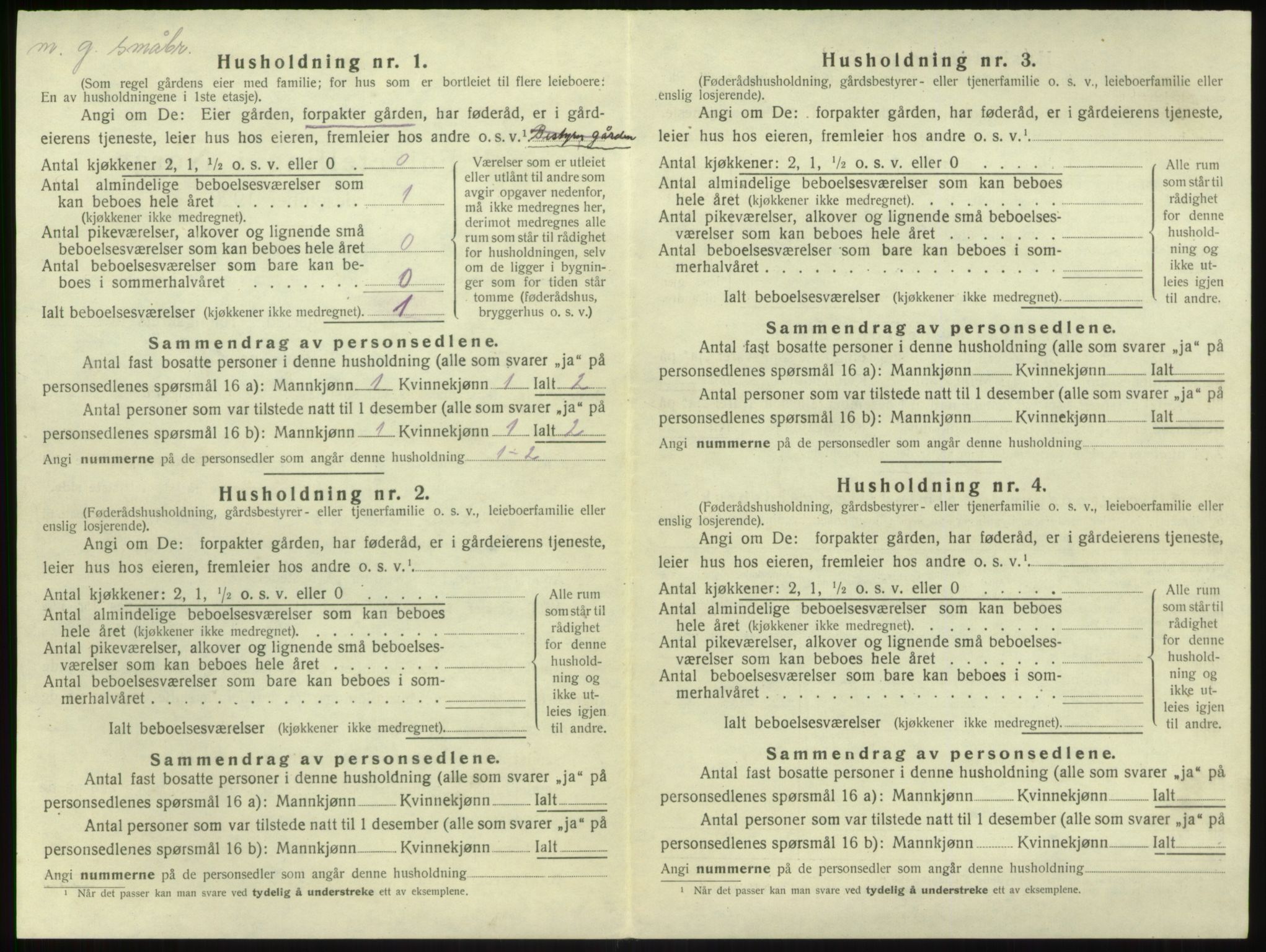 SAB, 1920 census for Brekke, 1920, p. 91