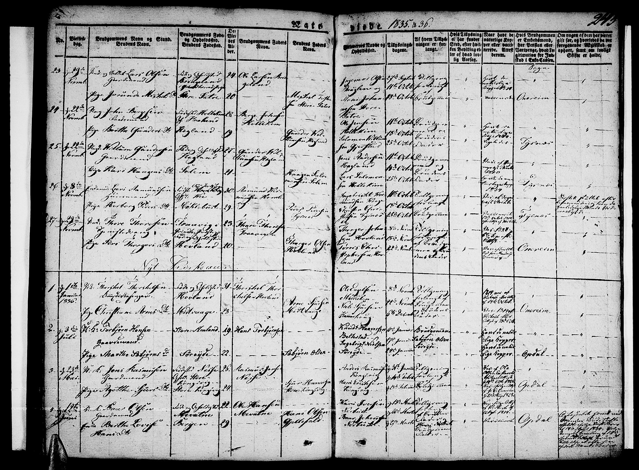 Tysnes sokneprestembete, AV/SAB-A-78601/H/Haa: Parish register (official) no. A 8, 1826-1837, p. 243