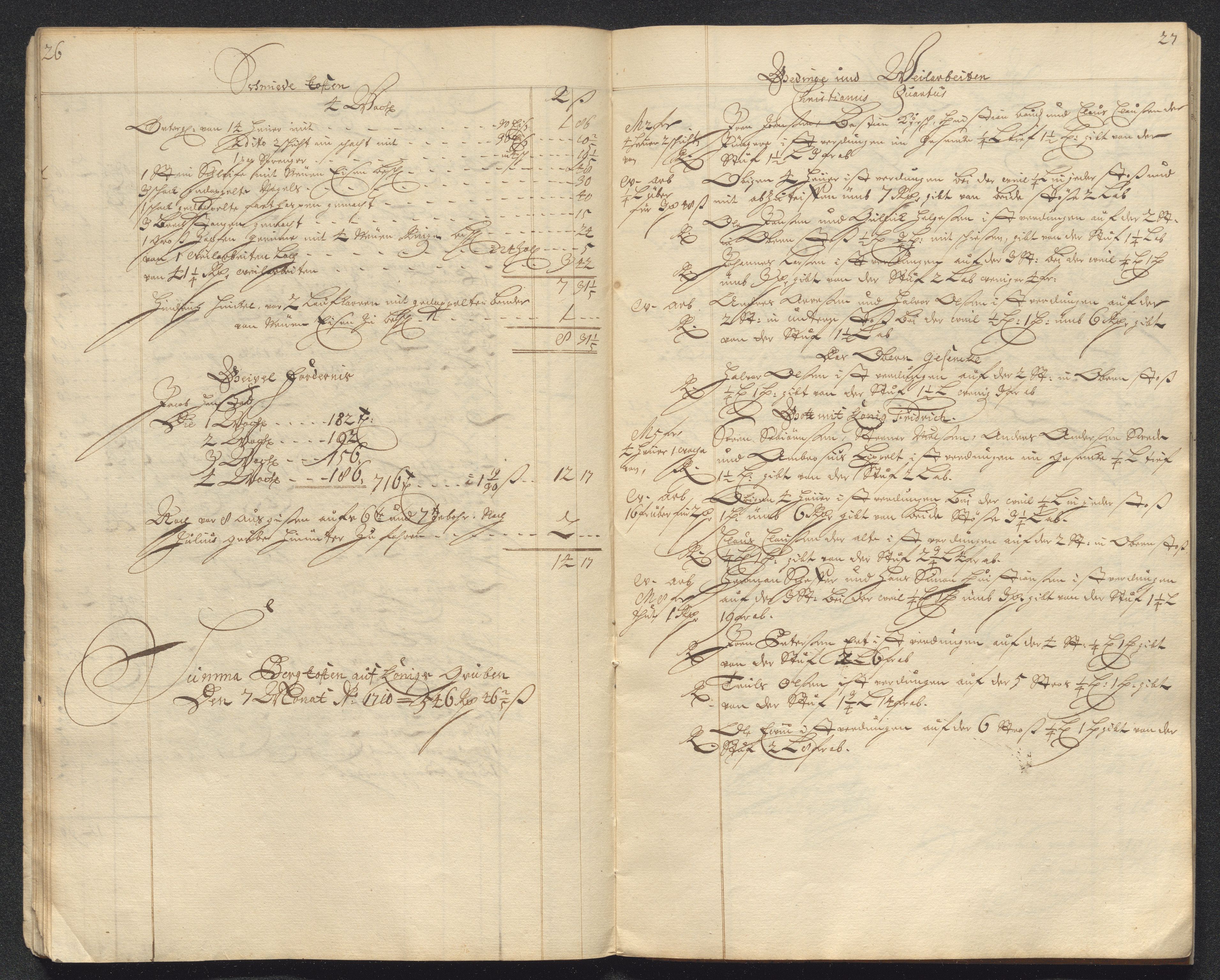 Kongsberg Sølvverk 1623-1816, AV/SAKO-EA-3135/001/D/Dc/Dcd/L0098: Utgiftsregnskap for gruver m.m. , 1710, p. 253
