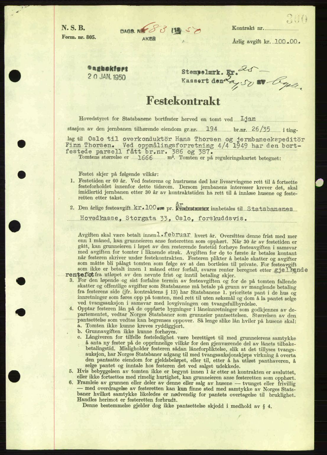 Oslo byskriverembete, AV/SAO-A-10227/G/Gb/Gbd/Gbda/L0017: Mortgage book no. A215, 1949-1950, Diary no: : 683/1950