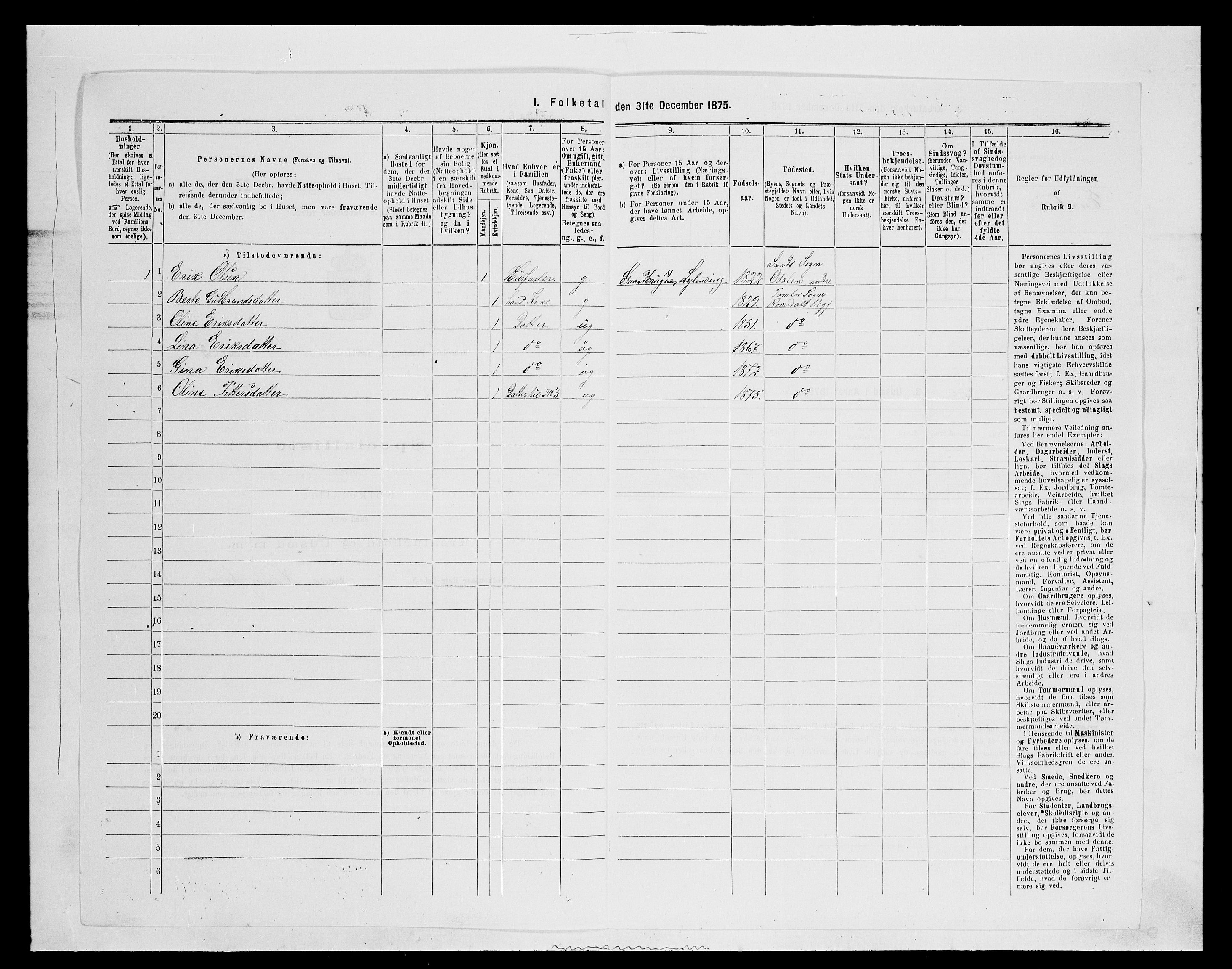 SAH, 1875 census for 0416P Romedal, 1875, p. 1725