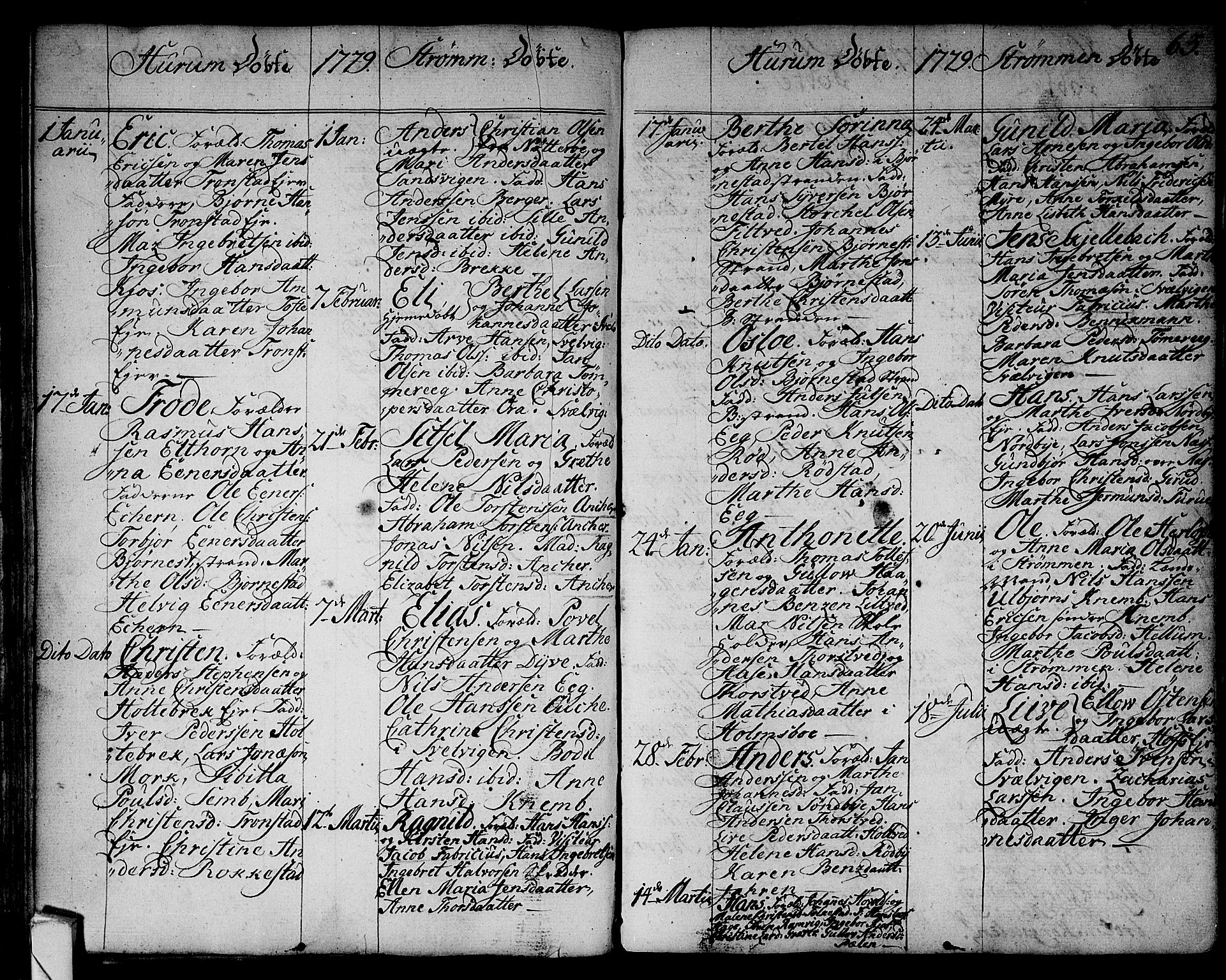 Hurum kirkebøker, AV/SAKO-A-229/F/Fa/L0007: Parish register (official) no. 7, 1771-1810, p. 63