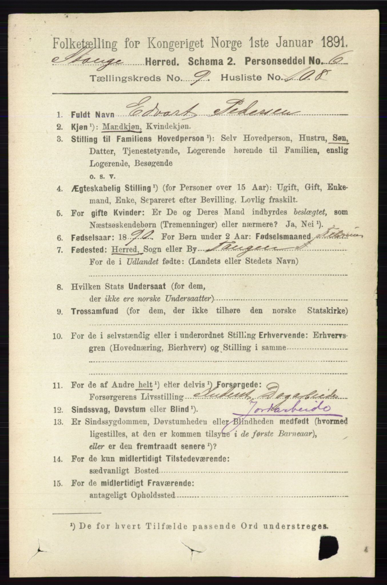 RA, 1891 census for 0417 Stange, 1891, p. 6677