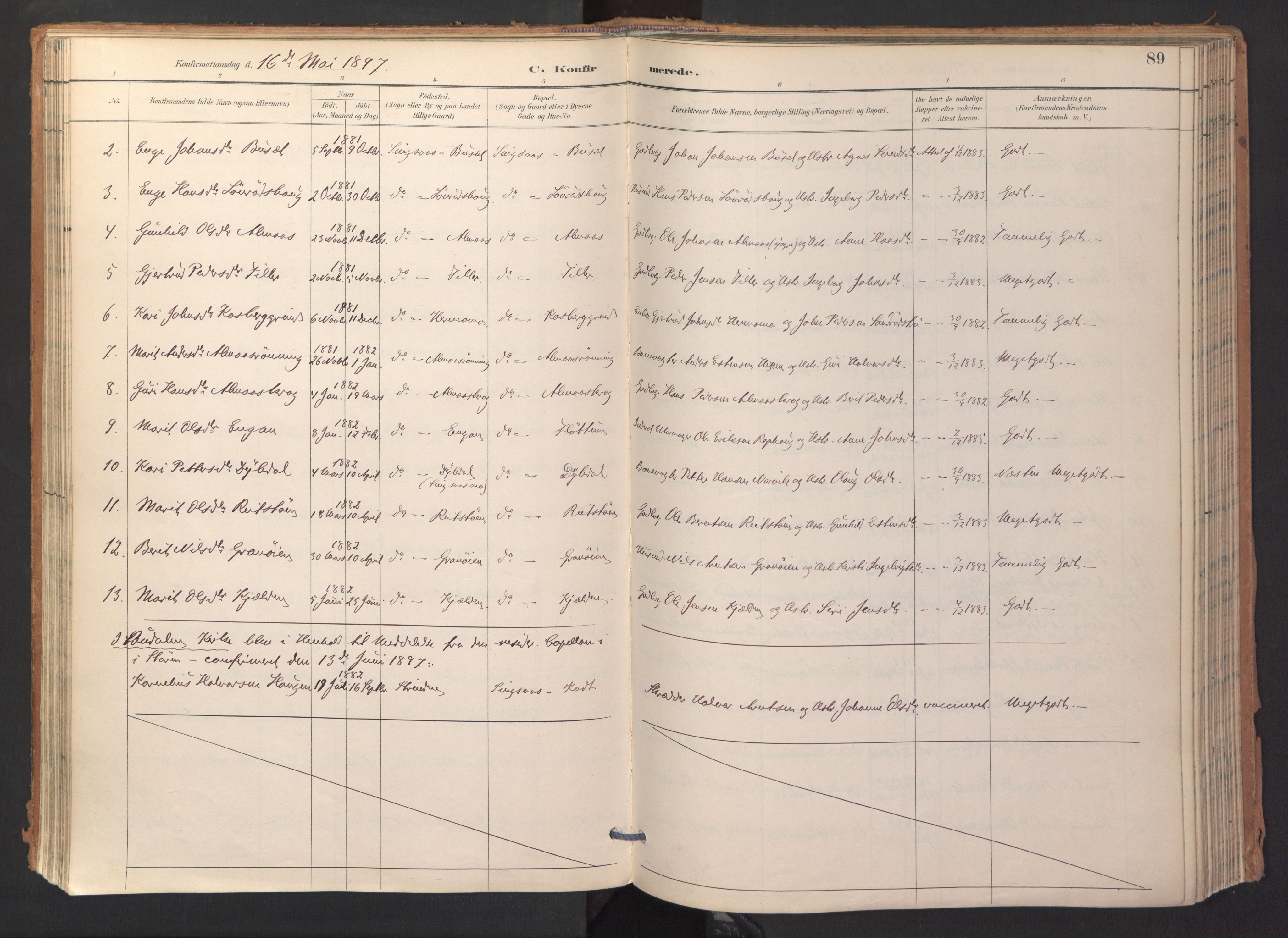 Ministerialprotokoller, klokkerbøker og fødselsregistre - Sør-Trøndelag, SAT/A-1456/688/L1025: Parish register (official) no. 688A02, 1891-1909, p. 89