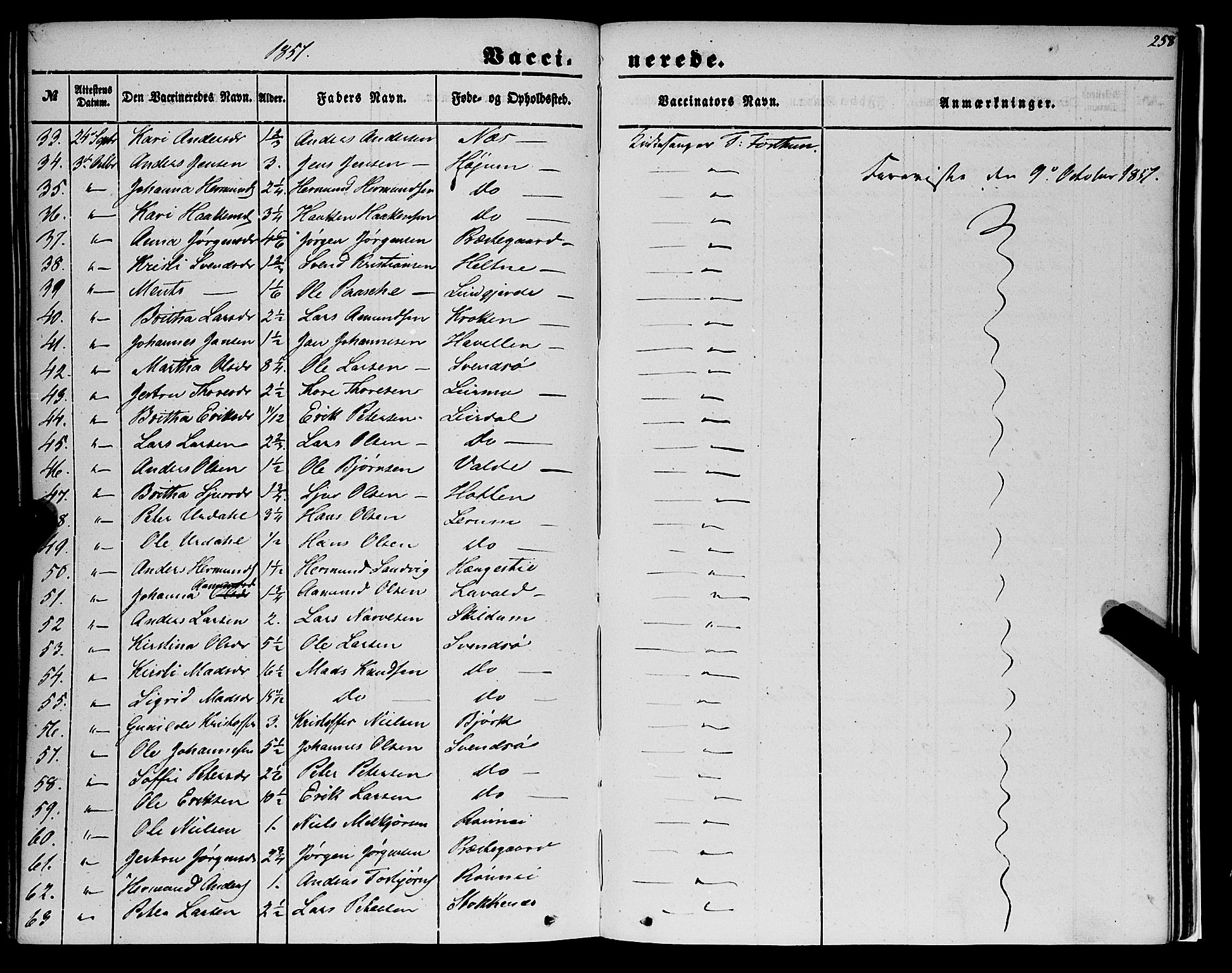 Luster sokneprestembete, AV/SAB-A-81101/H/Haa/Haaa/L0007: Parish register (official) no. A 7, 1849-1859, p. 258