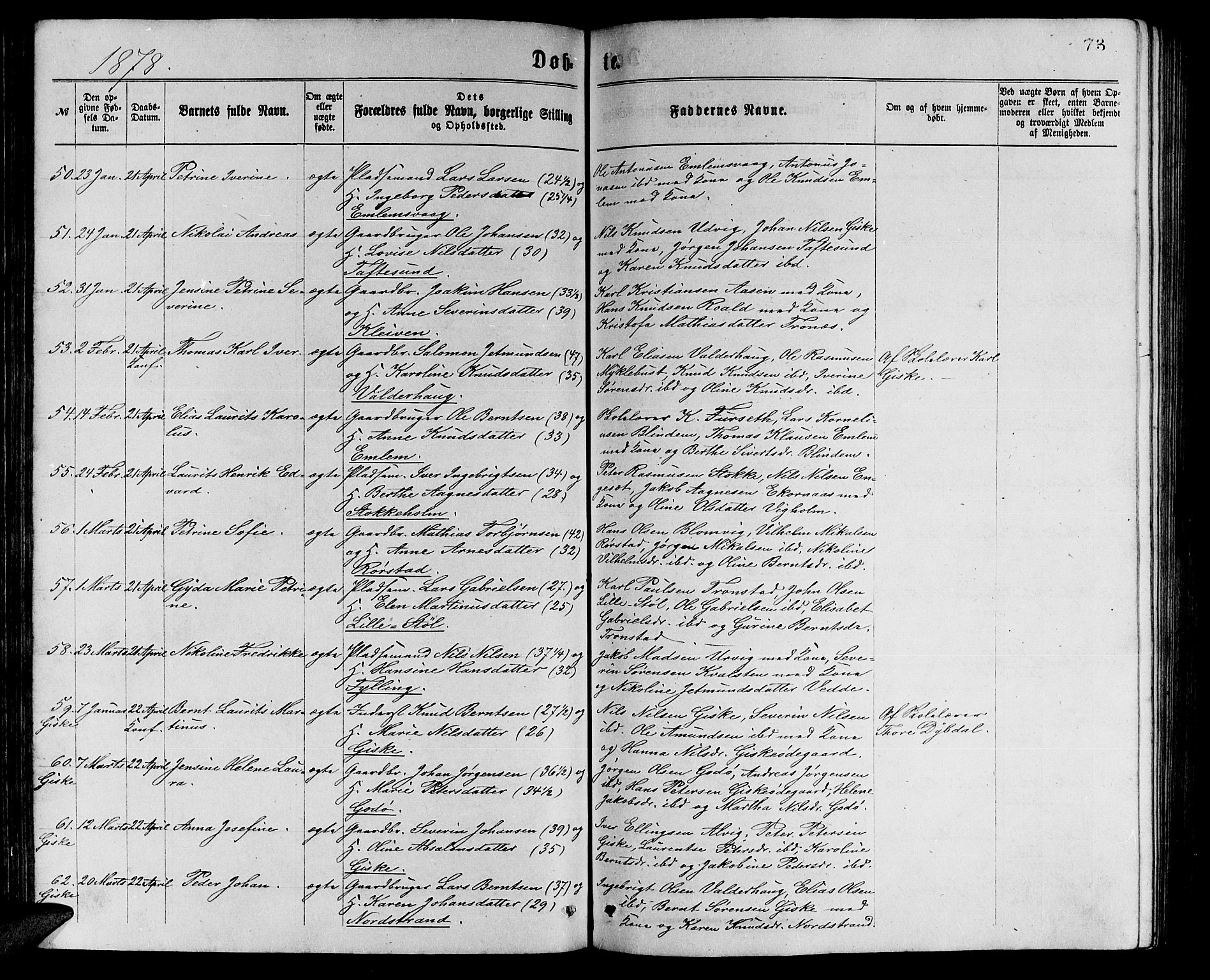 Ministerialprotokoller, klokkerbøker og fødselsregistre - Møre og Romsdal, AV/SAT-A-1454/528/L0429: Parish register (copy) no. 528C10, 1872-1886, p. 73