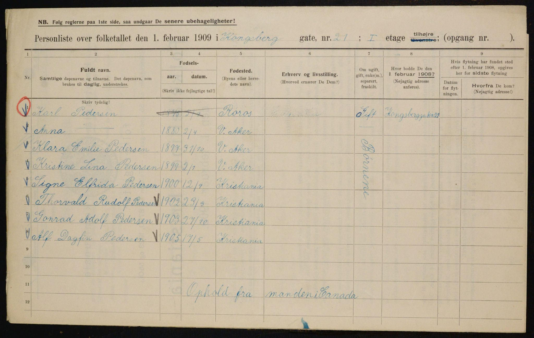 OBA, Municipal Census 1909 for Kristiania, 1909, p. 48639