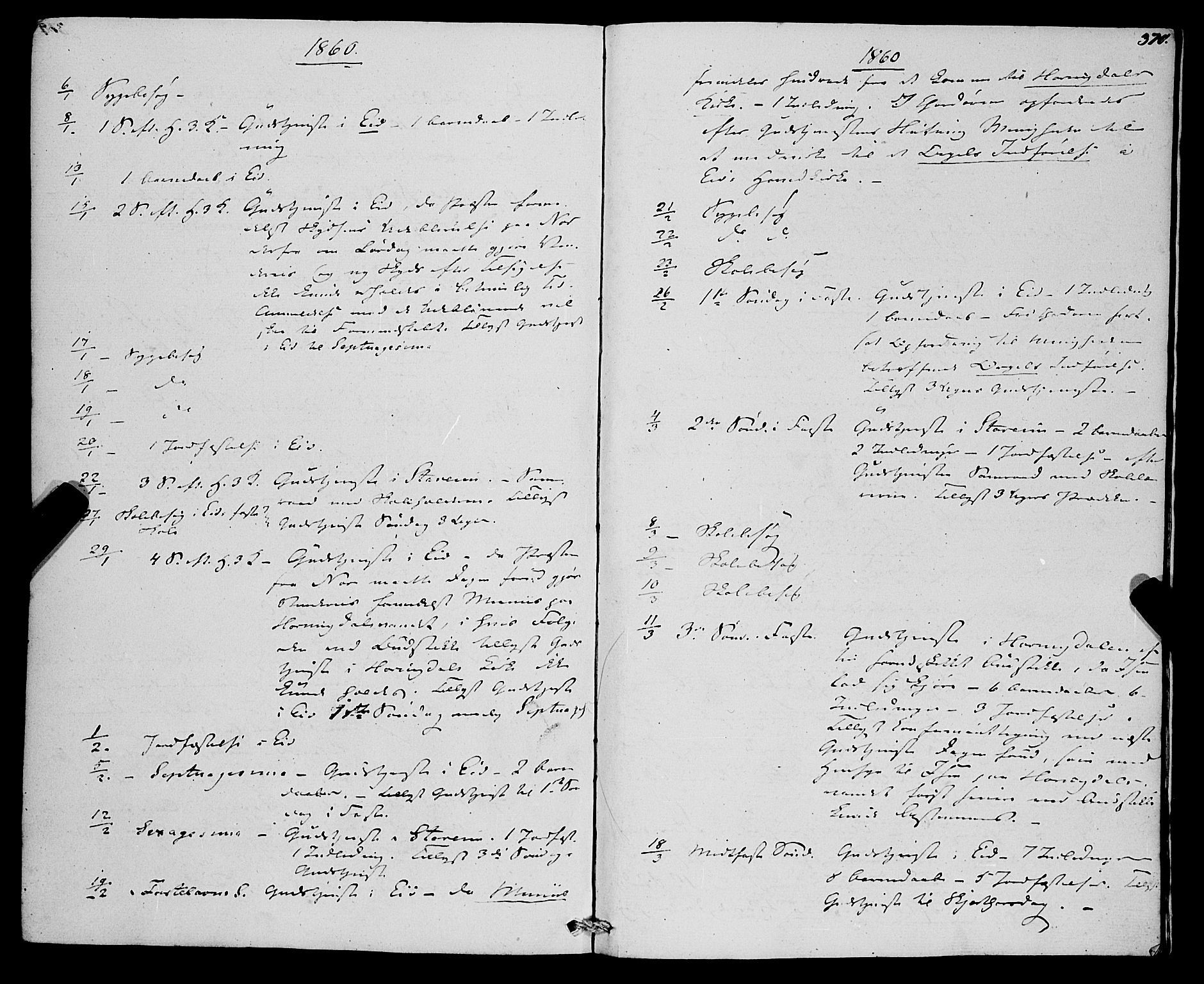 Eid sokneprestembete, AV/SAB-A-82301/H/Haa/Haaa/L0008: Parish register (official) no. A 8, 1858-1860, p. 370