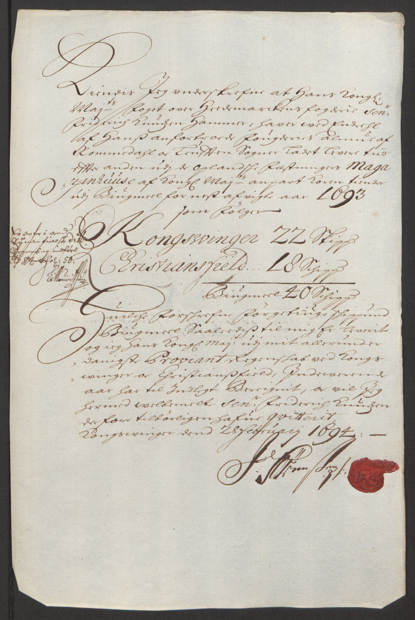 Rentekammeret inntil 1814, Reviderte regnskaper, Fogderegnskap, RA/EA-4092/R16/L1034: Fogderegnskap Hedmark, 1693, p. 163