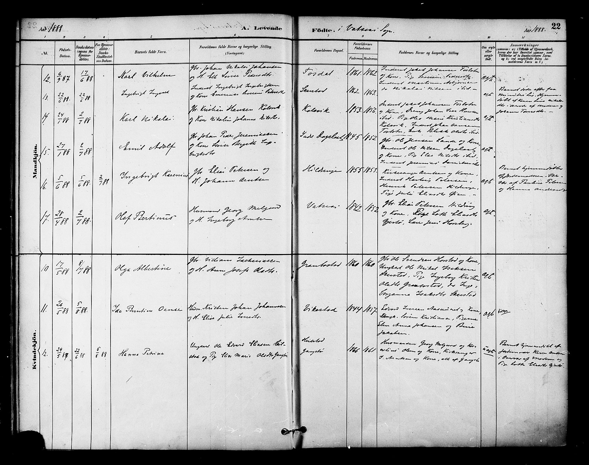 Ministerialprotokoller, klokkerbøker og fødselsregistre - Nordland, AV/SAT-A-1459/810/L0150: Parish register (official) no. 810A10 /1, 1884-1895, p. 22