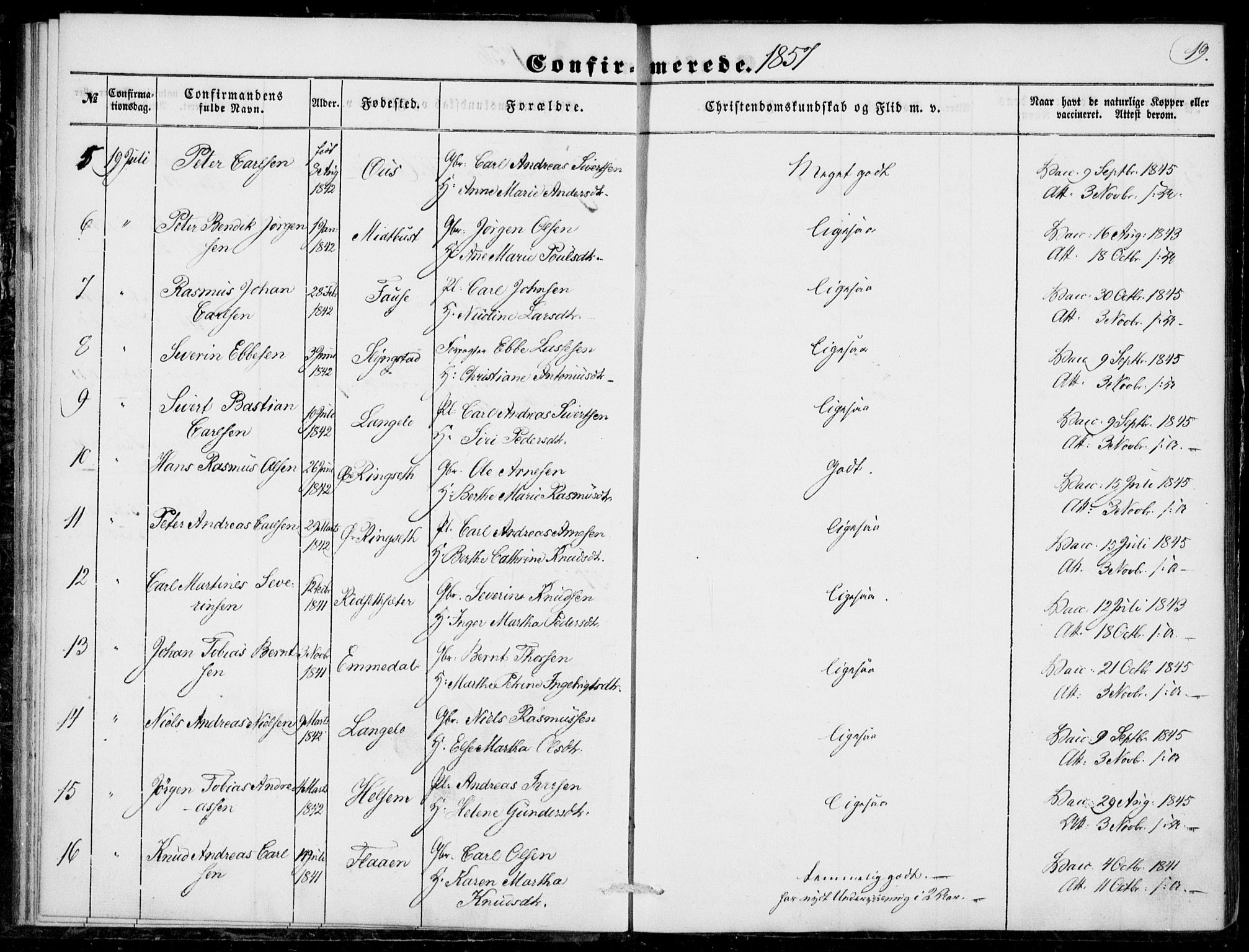 Ministerialprotokoller, klokkerbøker og fødselsregistre - Møre og Romsdal, AV/SAT-A-1454/520/L0281: Parish register (official) no. 520A10, 1851-1881, p. 19