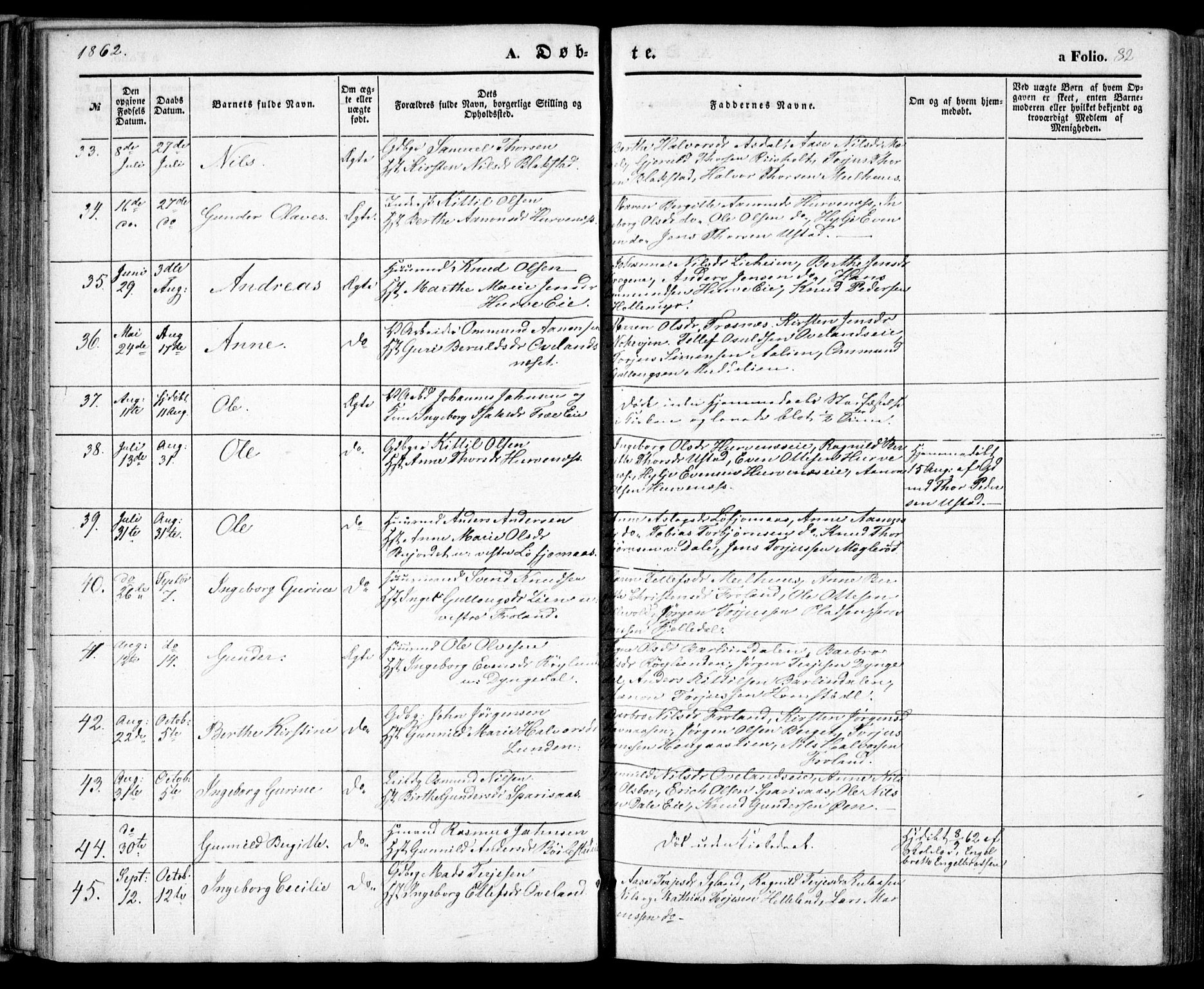 Froland sokneprestkontor, AV/SAK-1111-0013/F/Fa/L0002: Parish register (official) no. A 2, 1845-1863, p. 82