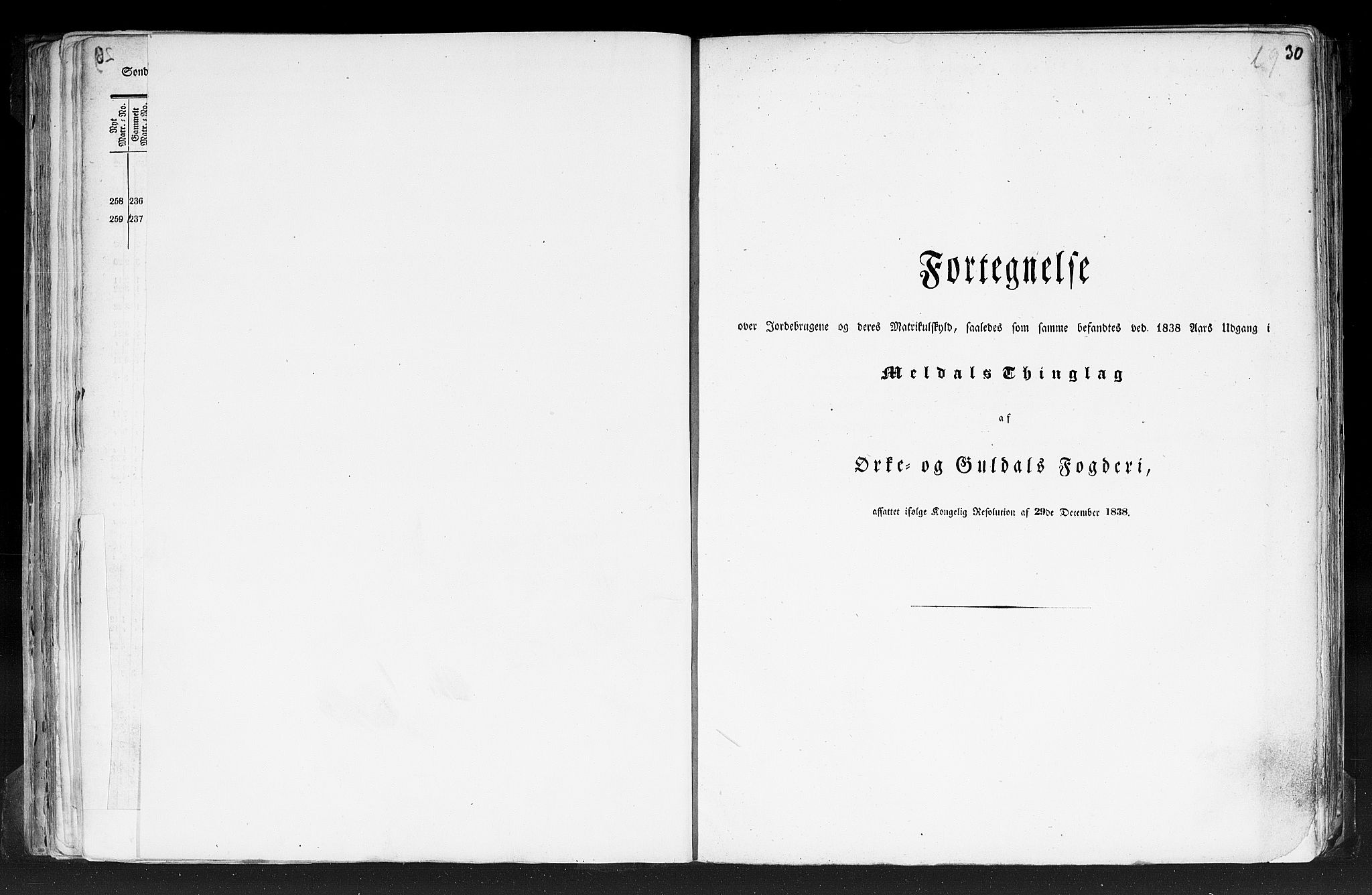 Rygh, RA/PA-0034/F/Fb/L0014: Matrikkelen for 1838 - Søndre Trondhjems amt (Sør-Trøndelag fylke), 1838, p. 30a
