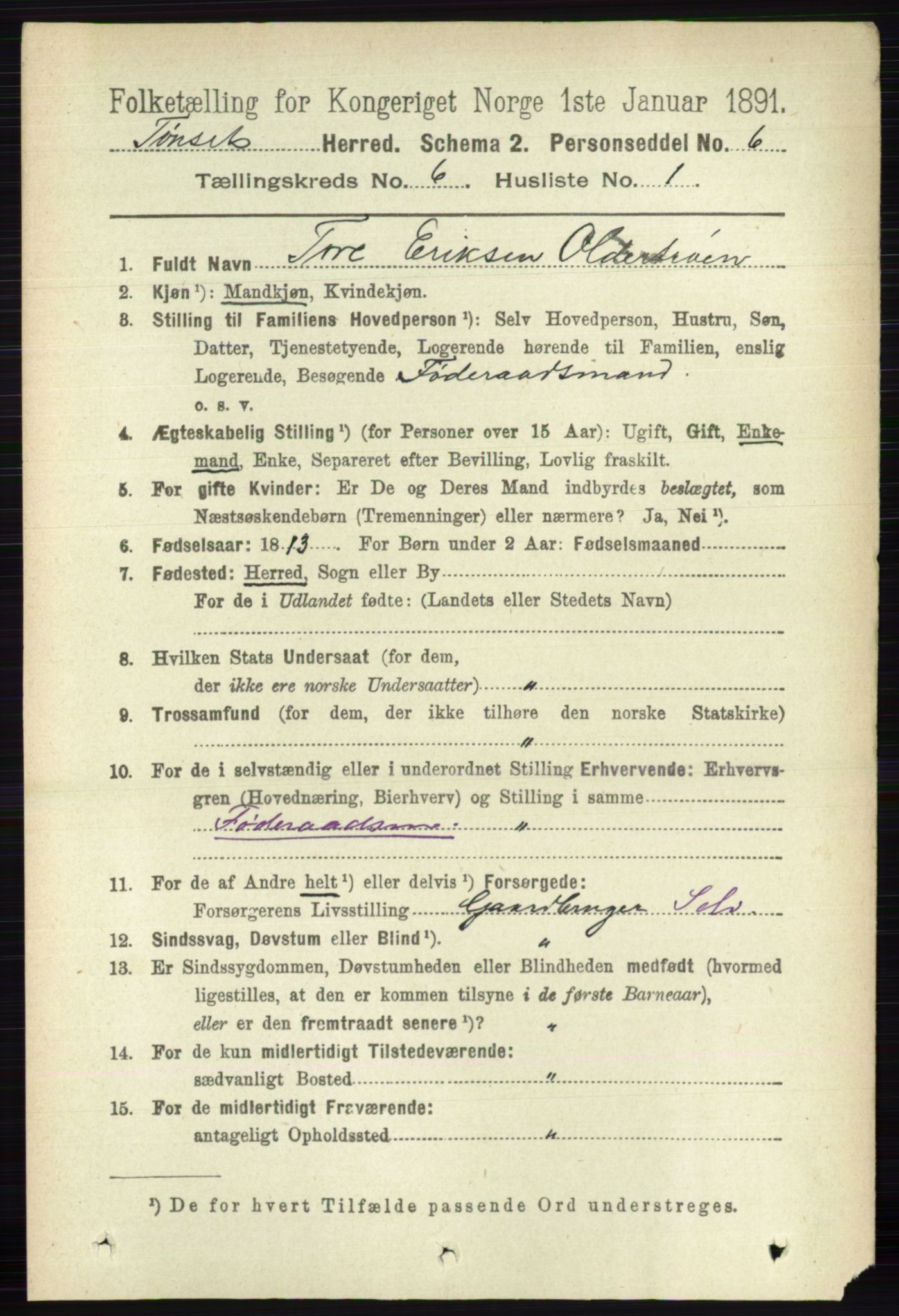 RA, 1891 census for 0437 Tynset, 1891, p. 1469