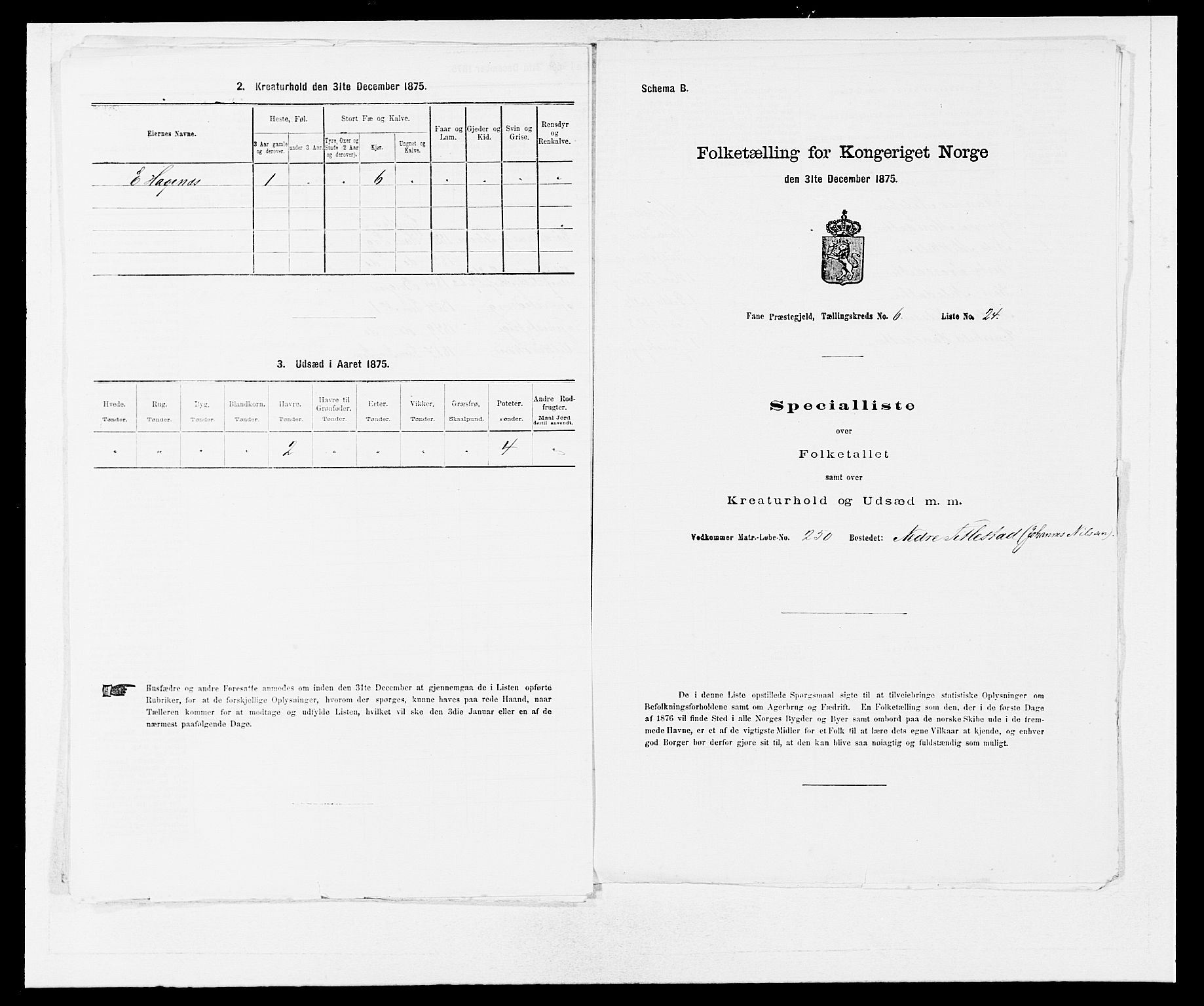 SAB, 1875 census for 1249P Fana, 1875, p. 722