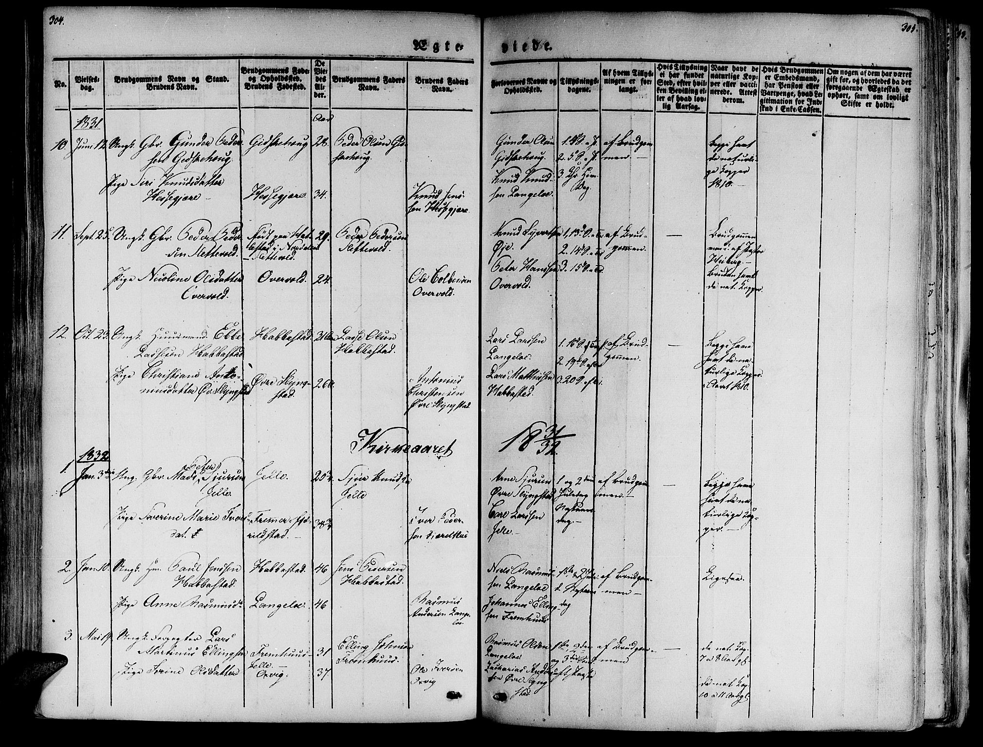 Ministerialprotokoller, klokkerbøker og fødselsregistre - Møre og Romsdal, AV/SAT-A-1454/520/L0274: Parish register (official) no. 520A04, 1827-1864, p. 308-309