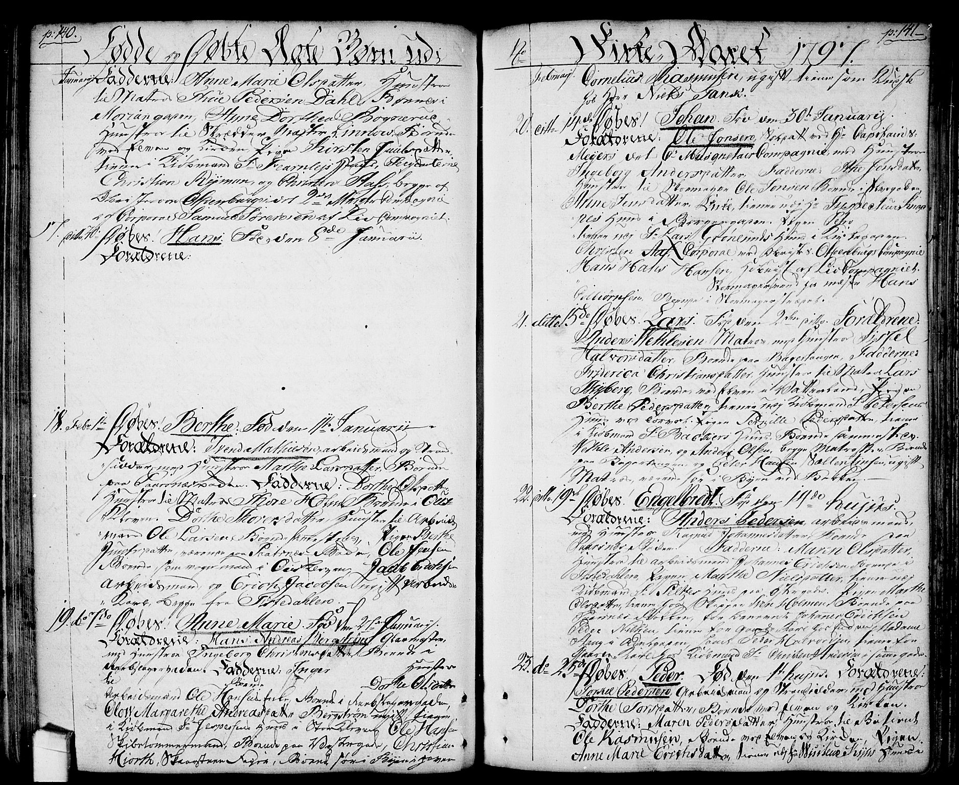 Halden prestekontor Kirkebøker, SAO/A-10909/F/Fa/L0002: Parish register (official) no. I 2, 1792-1812, p. 140-141