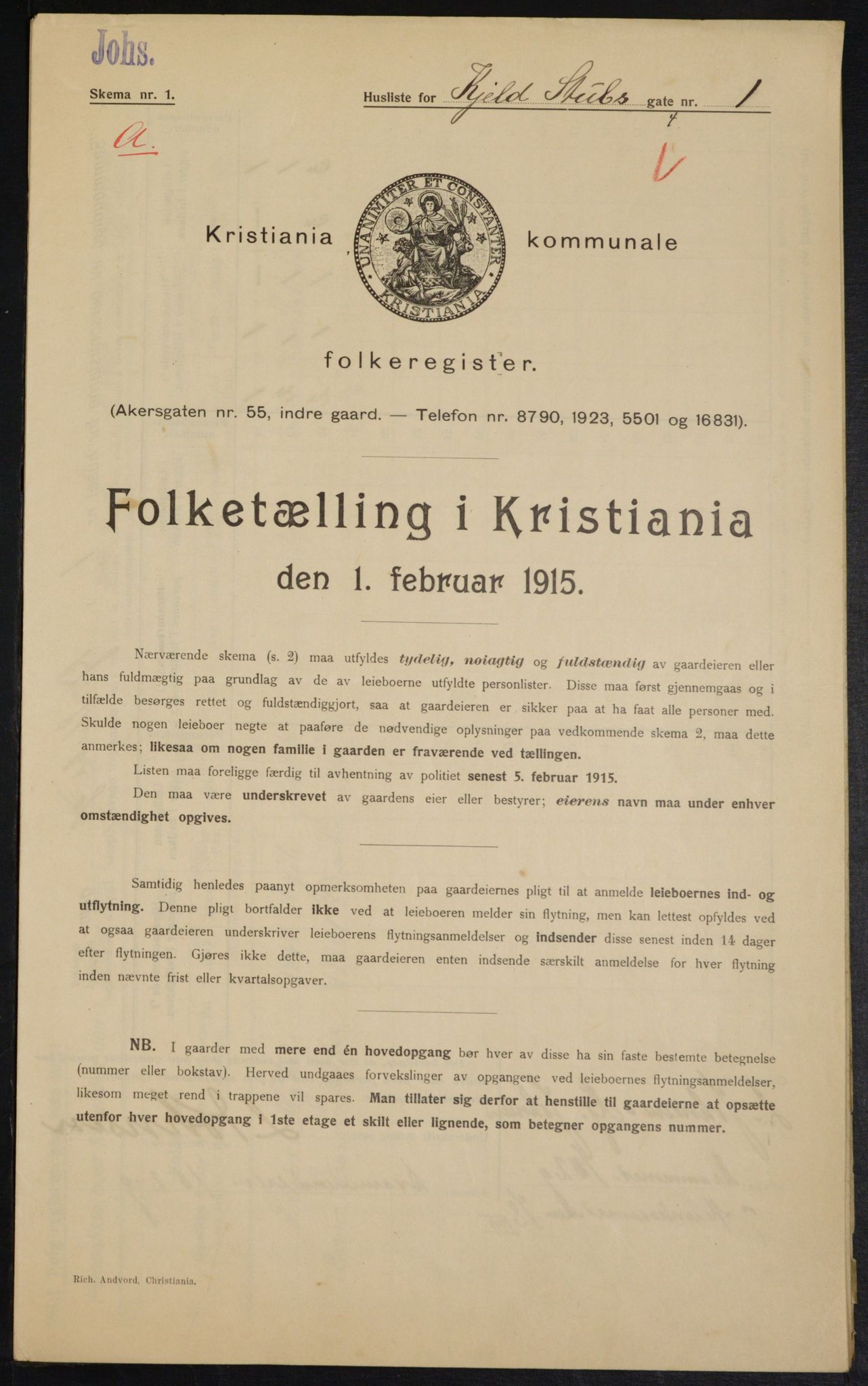 OBA, Municipal Census 1915 for Kristiania, 1915, p. 51008